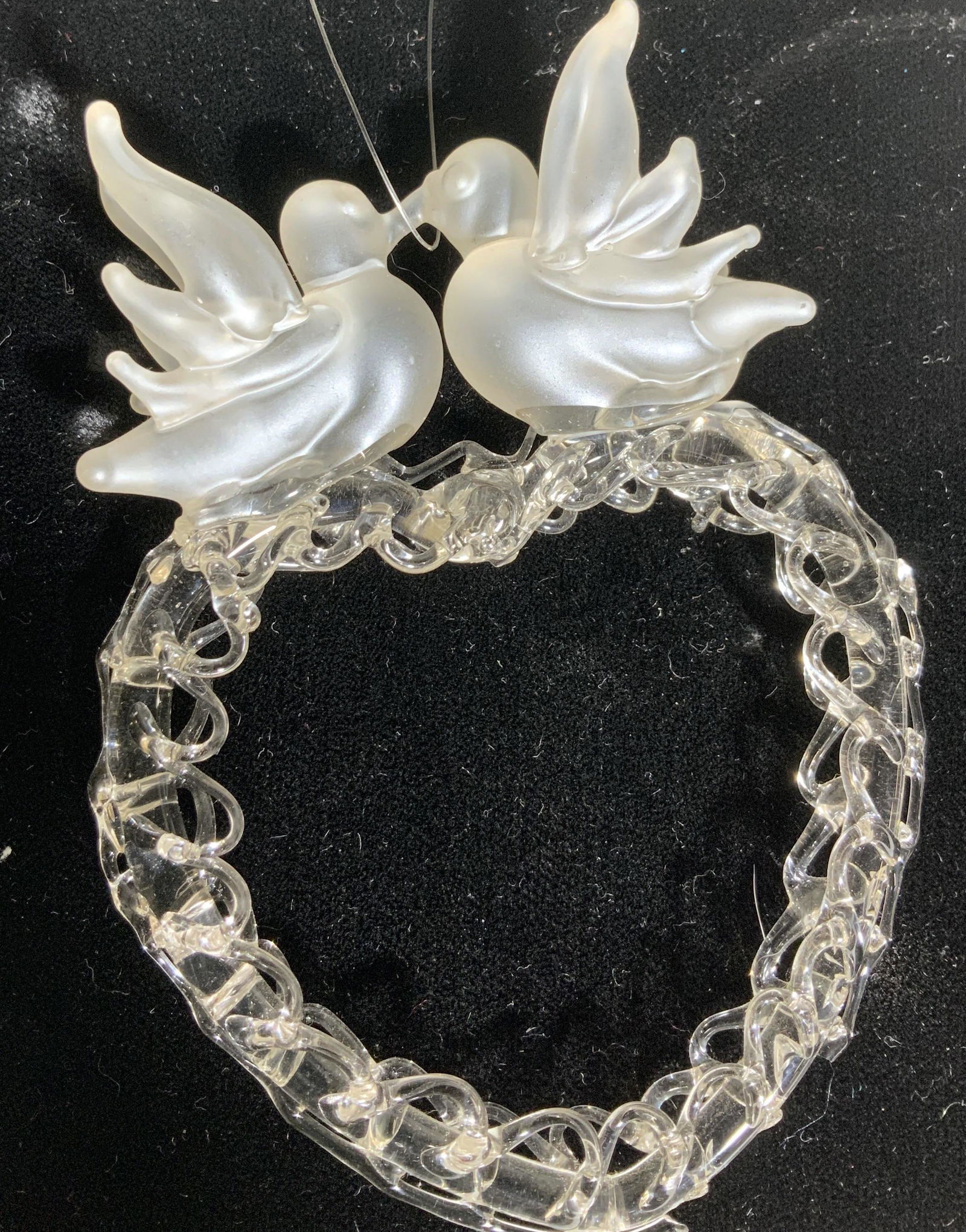 Set 3 Vintage Art Glass Dove & Heart Ornaments (1 of 6)