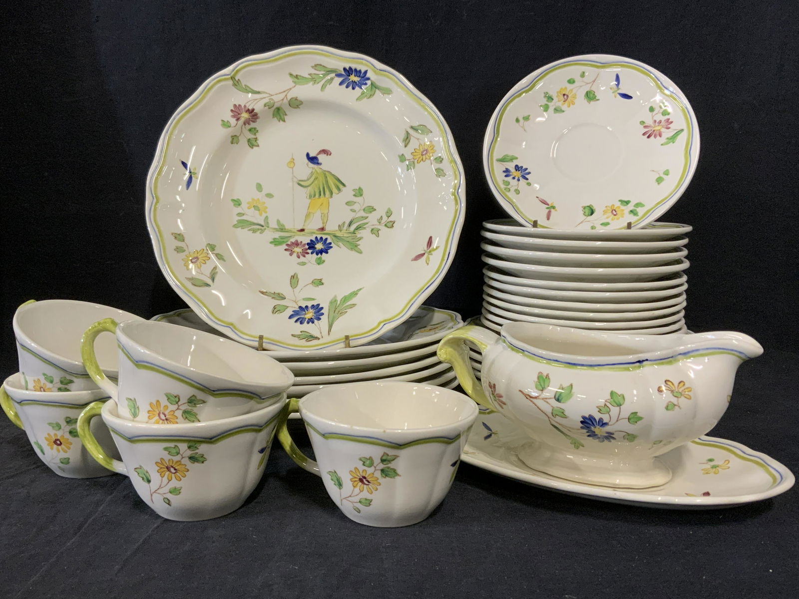 Lot 33 Hand Painted Ceramic Serving Set, France (1 of 11)