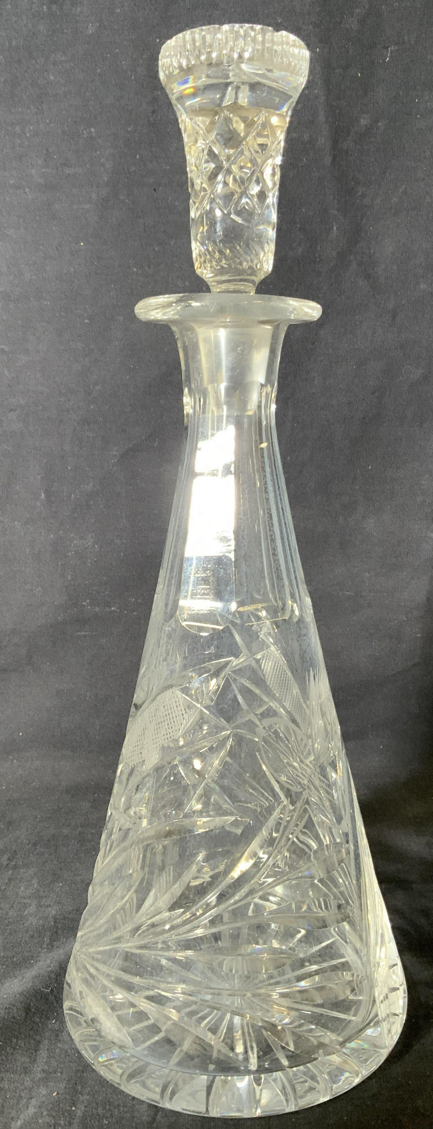 Art Glass Cut Crystal Decanter W Stopper (1 of 8)