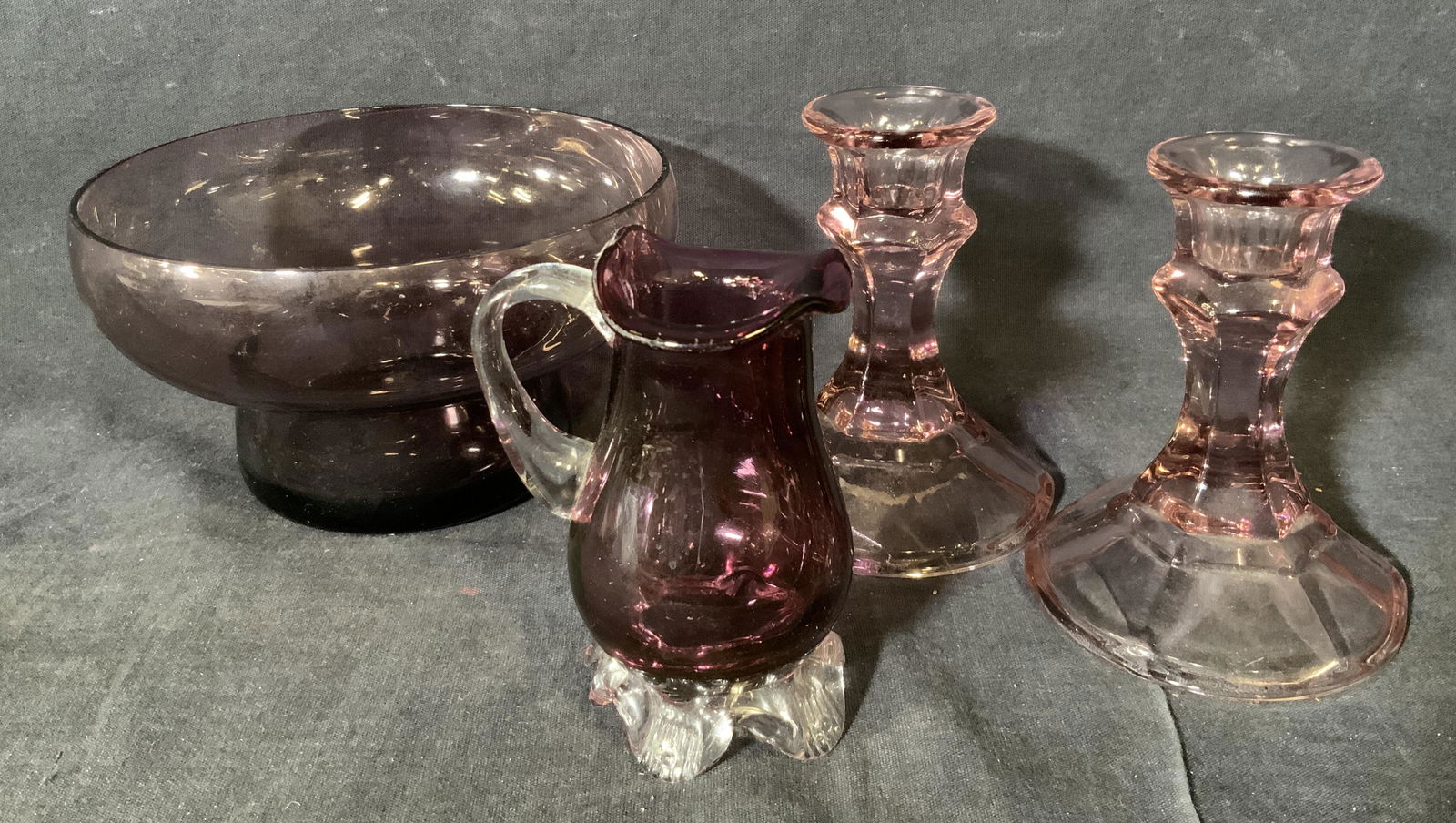 Group Lot Purple Art Glass Tabletop Accessories (1 of 7)