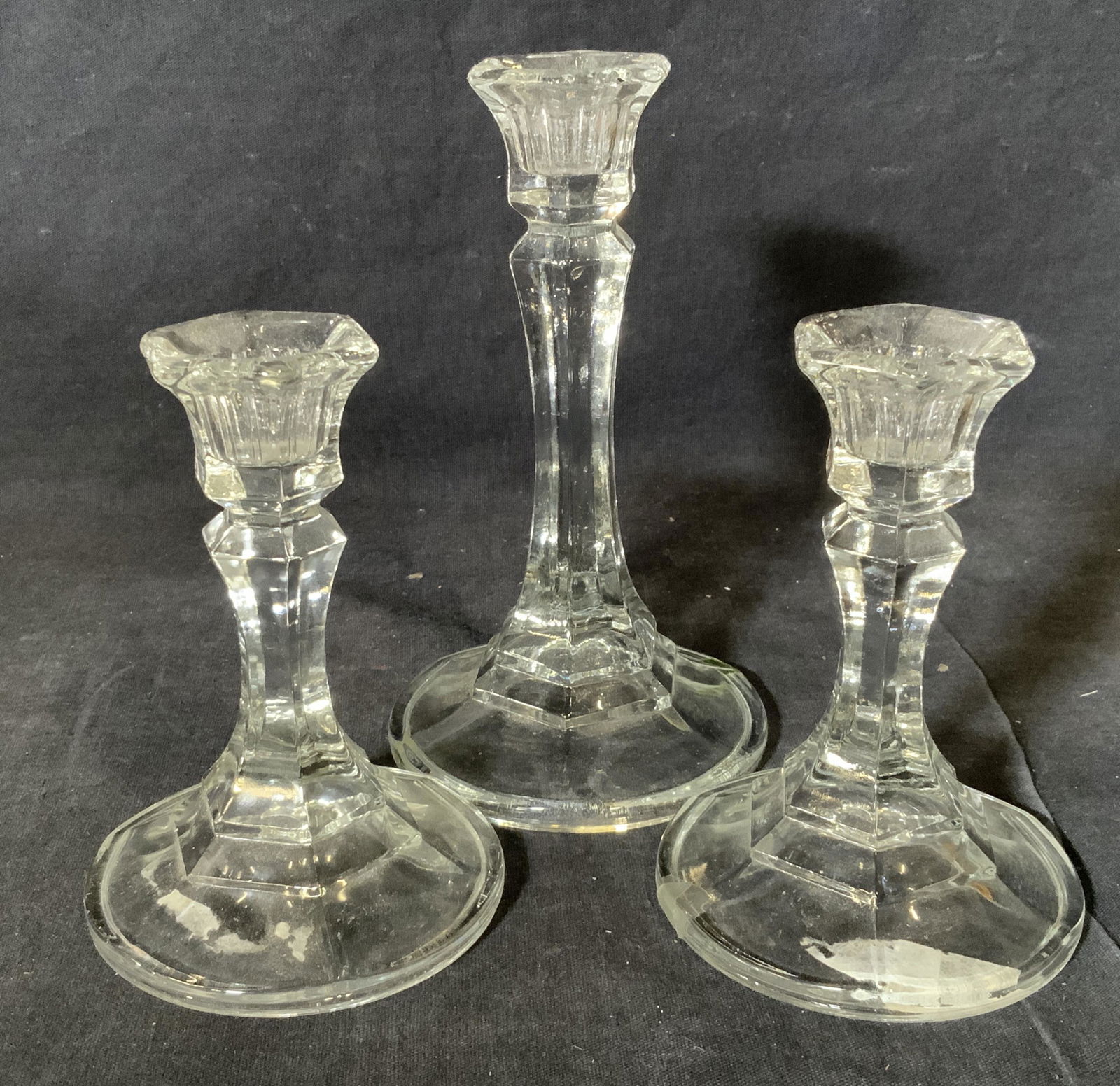 Group Lot 3 Glass Candlestick Holders (1 of 4)