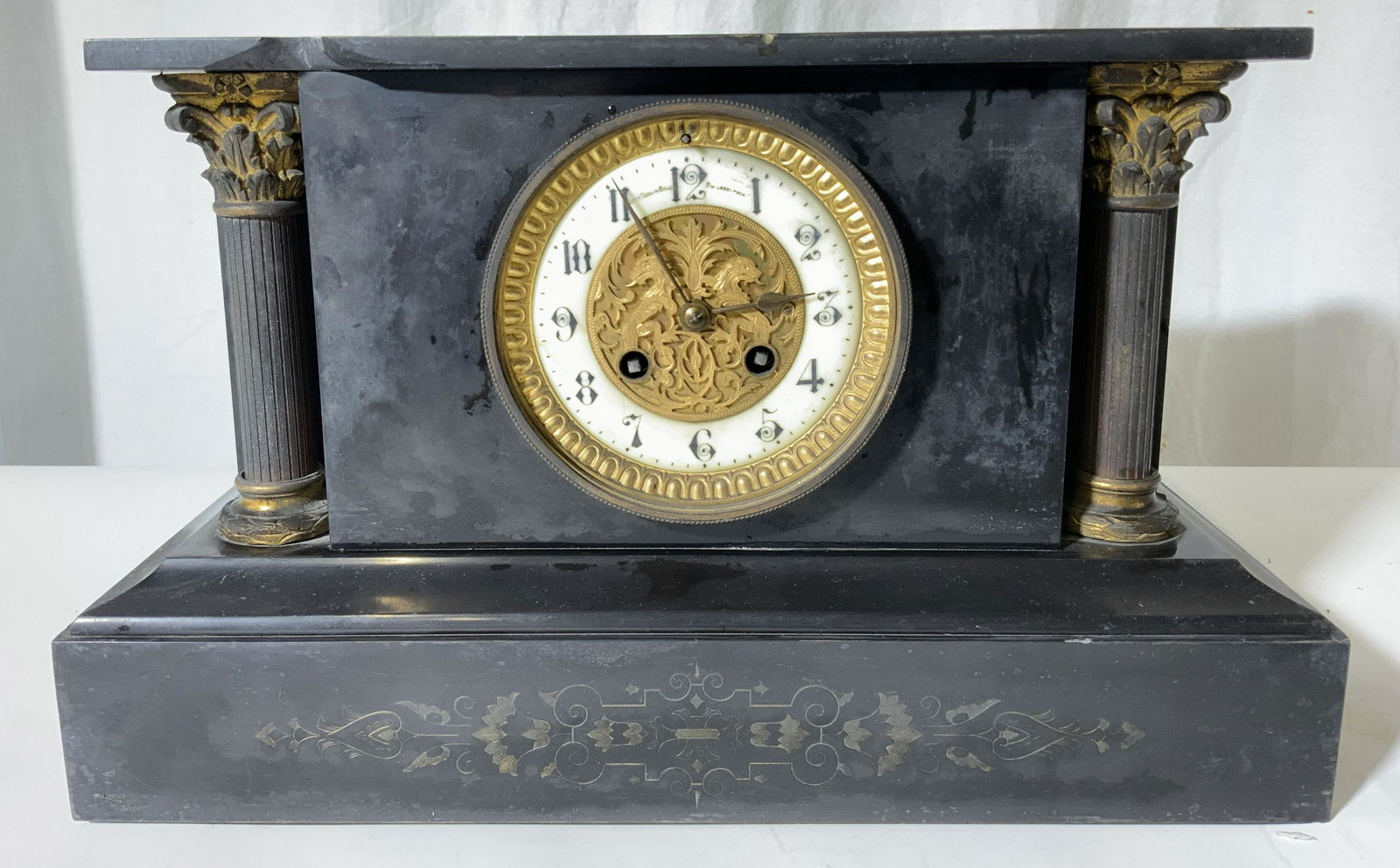 Antq BAILEY BANKS & BIDDLE Iron Mantel Clock (1 of 8)