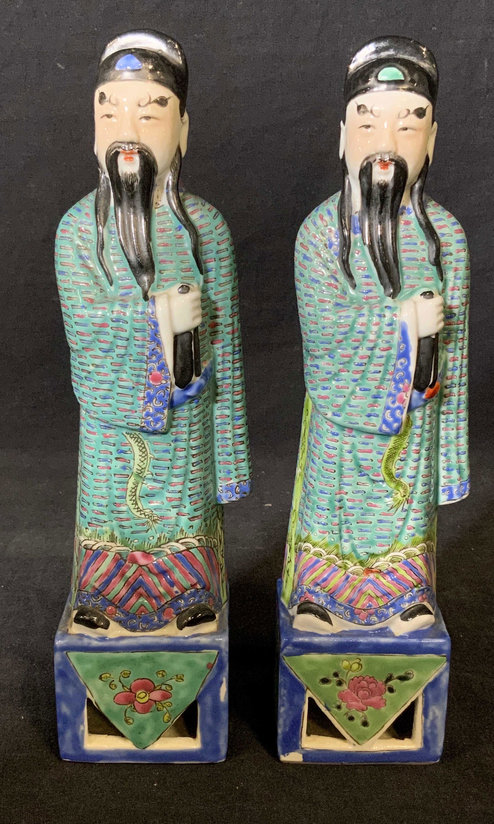 Pair Chinese Porcelain Male Figural Statuettes (1 of 7)