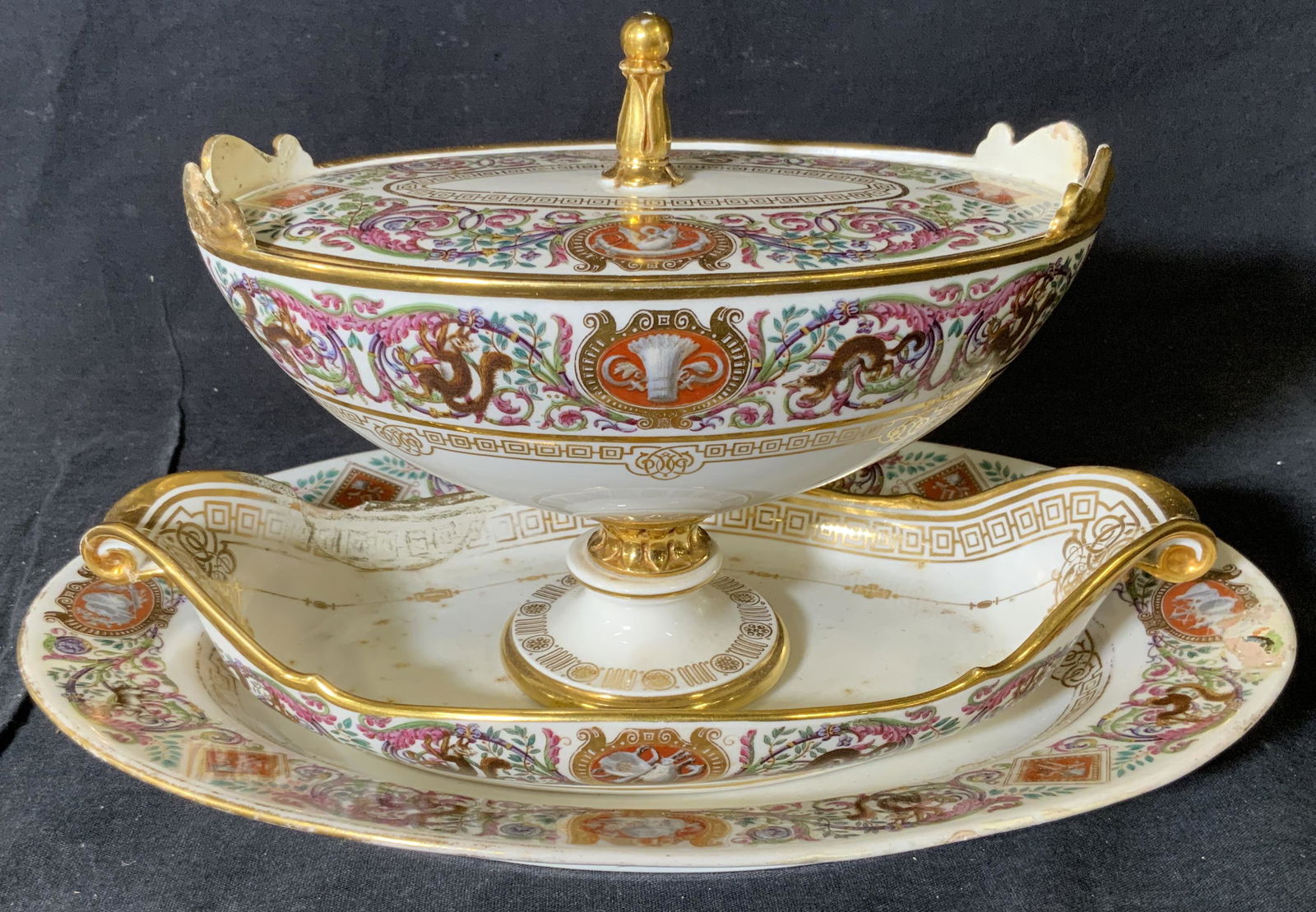 Vintage SEVRES Porcelain Lidded Dish & Plate (1 of 8)