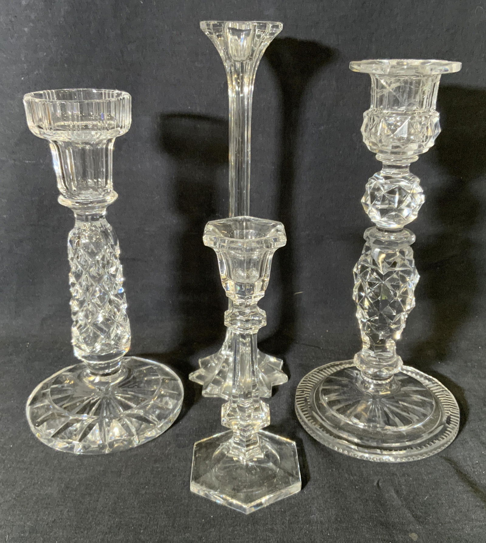 Lot 4 Assorted Art Glass Candlesticks