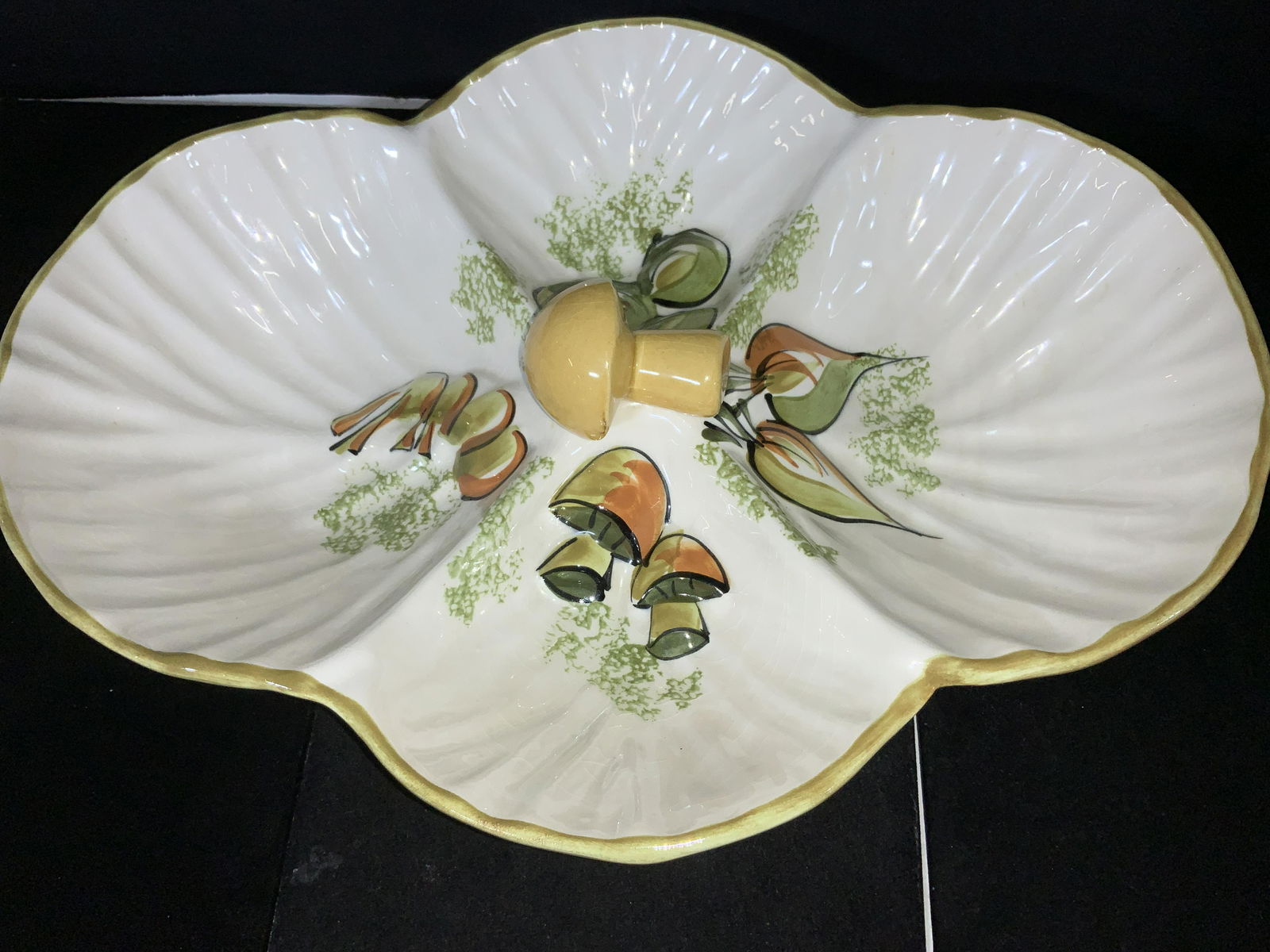Mid Century Signed Ceramic Serving Dish, Mushroom (1 of 5)