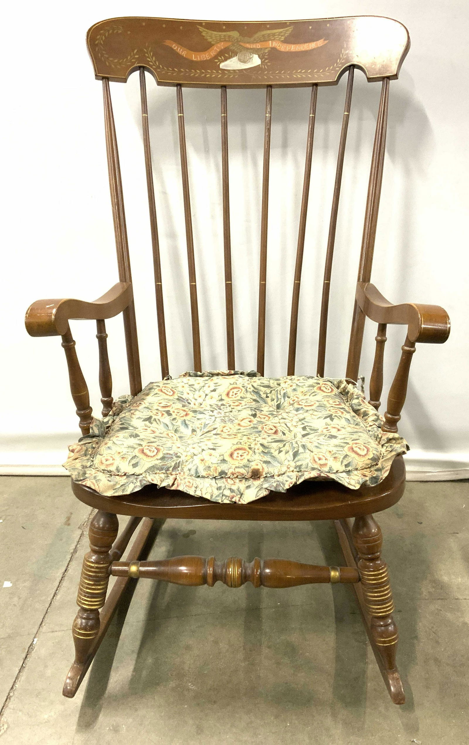 Vtg Painted Spindle Back Wooden Rocking Chair (1 of 9)