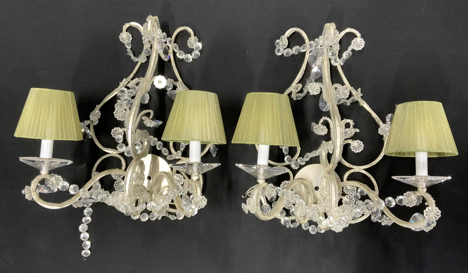 Pair Metal & Crystal Wall Sconces (1 of 15)