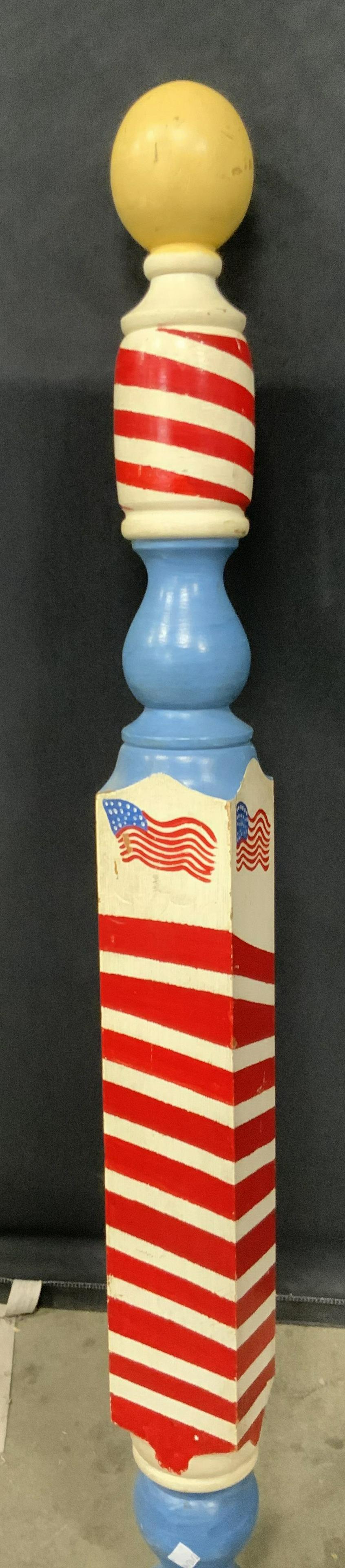 Antique Handcrafted Wooden Barber Pole, Folk Art (1 of 14)