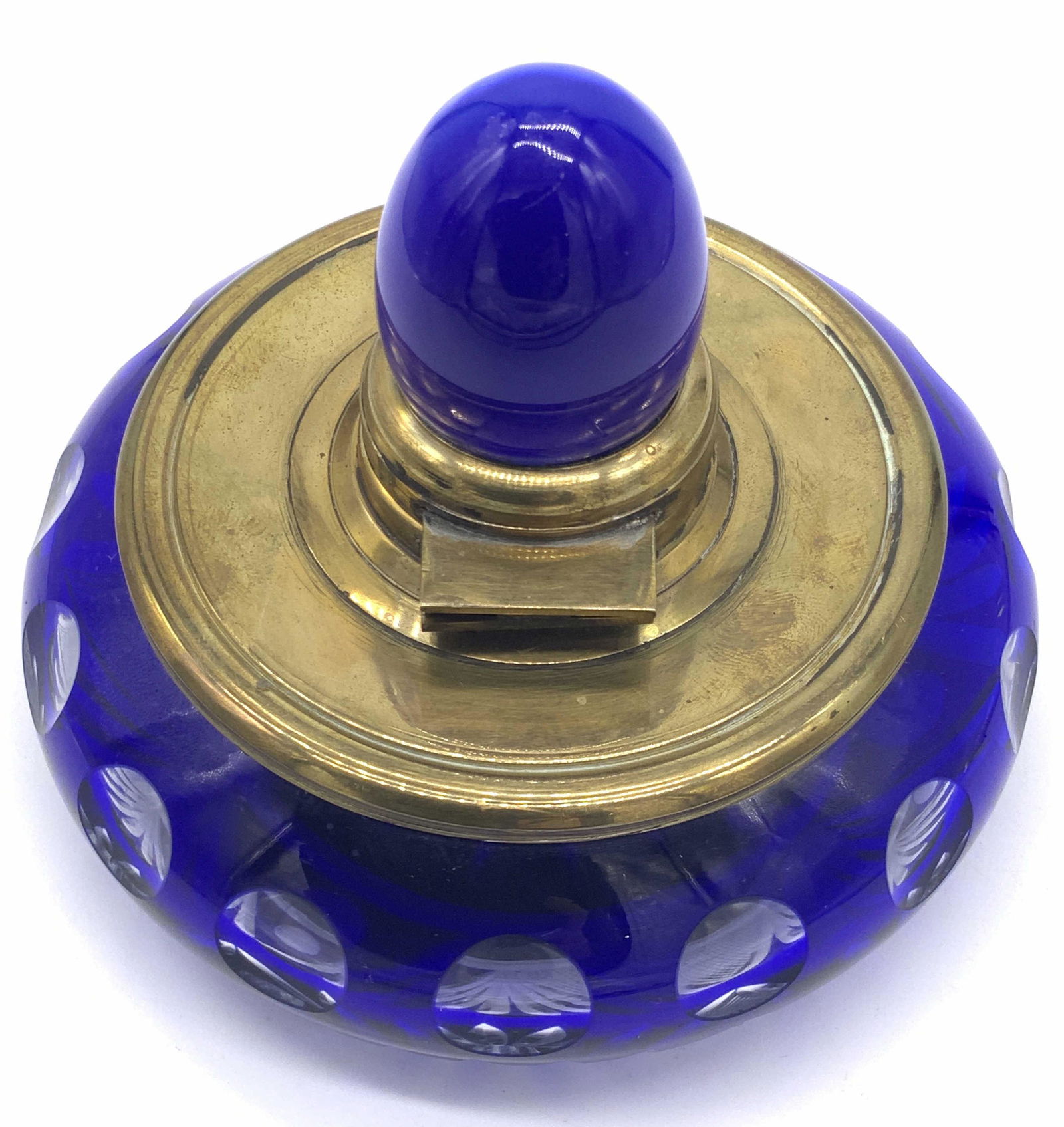Antique English Cobalt Blue Cut Crystal Inkwell (1 of 13)