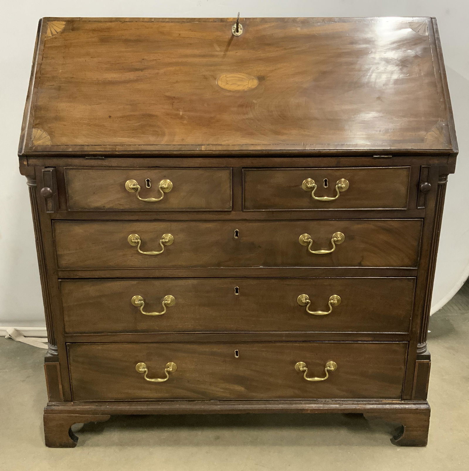 Antique English Secretary Desk W Inlay Detail (1 of 18)