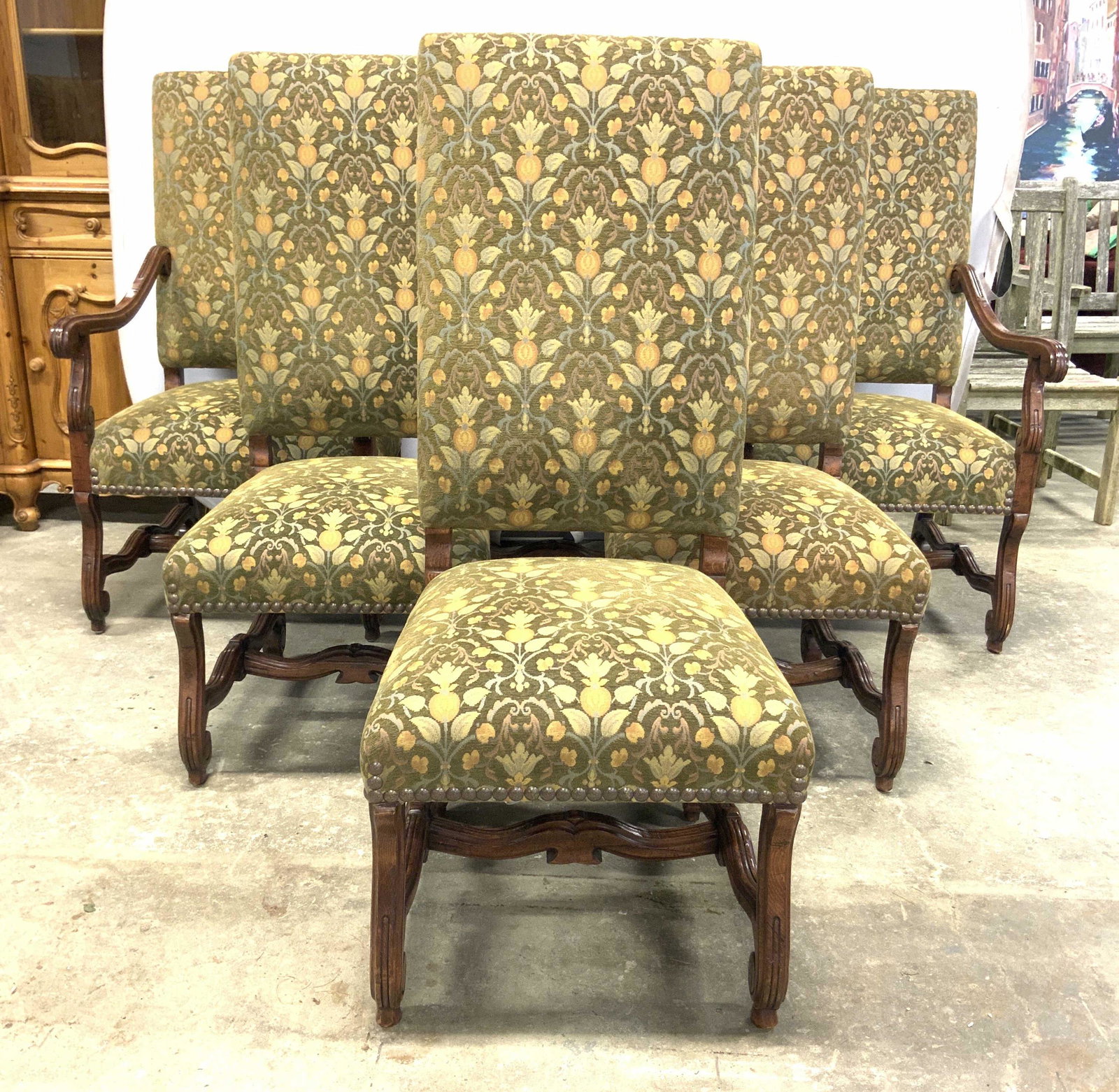 Set 6 Custom Upholstered Wooden Dining Chairs (1 of 13)