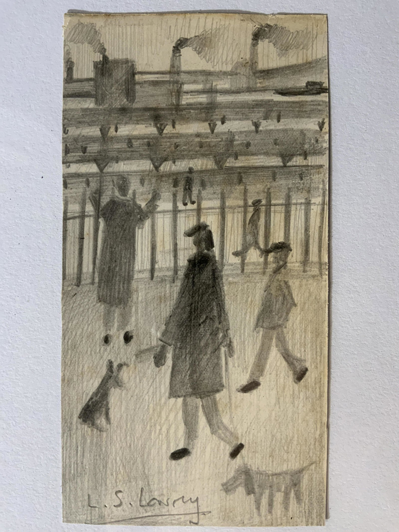 Signed Pencil Drawing Attributed to LS LOWRY (1 of 9)