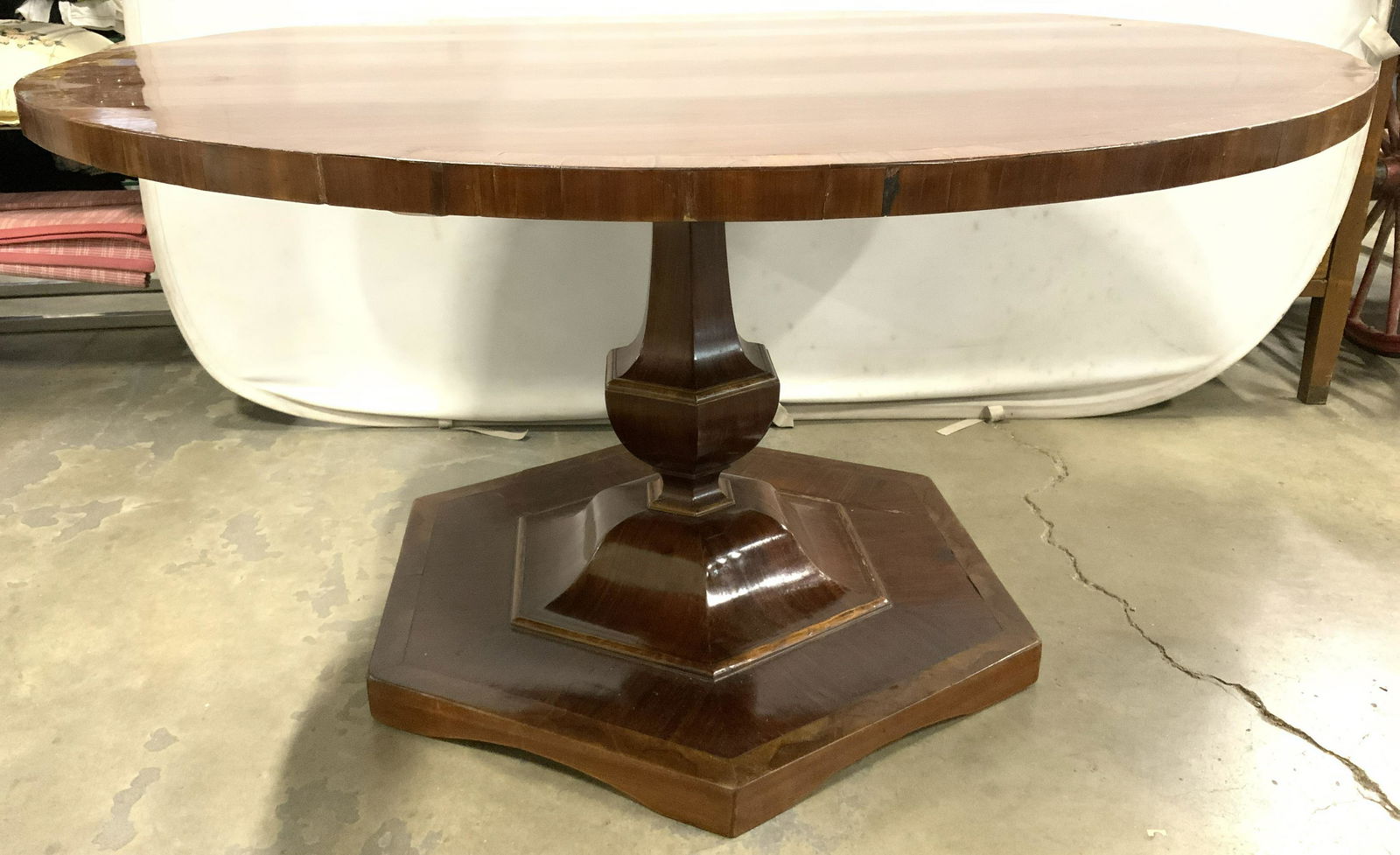 Antq Inlaid Wooden Pedestal Tilt Top Table (1 of 11)