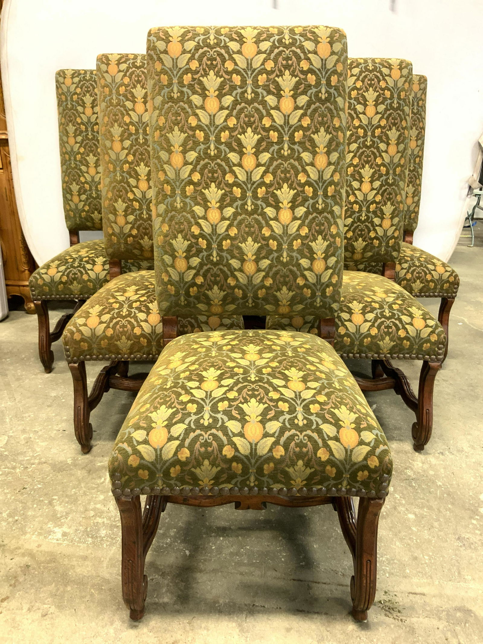 Set 6 Custom Upholstered Wooden Dining Chairs (1 of 11)