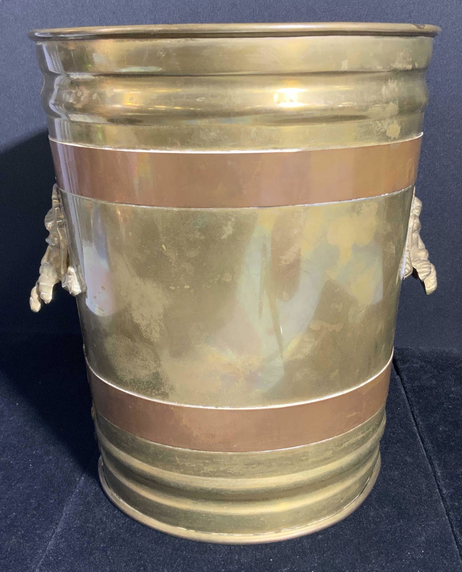 Antique Twin Handled Copper Banded Brass Bucket (1 of 13)