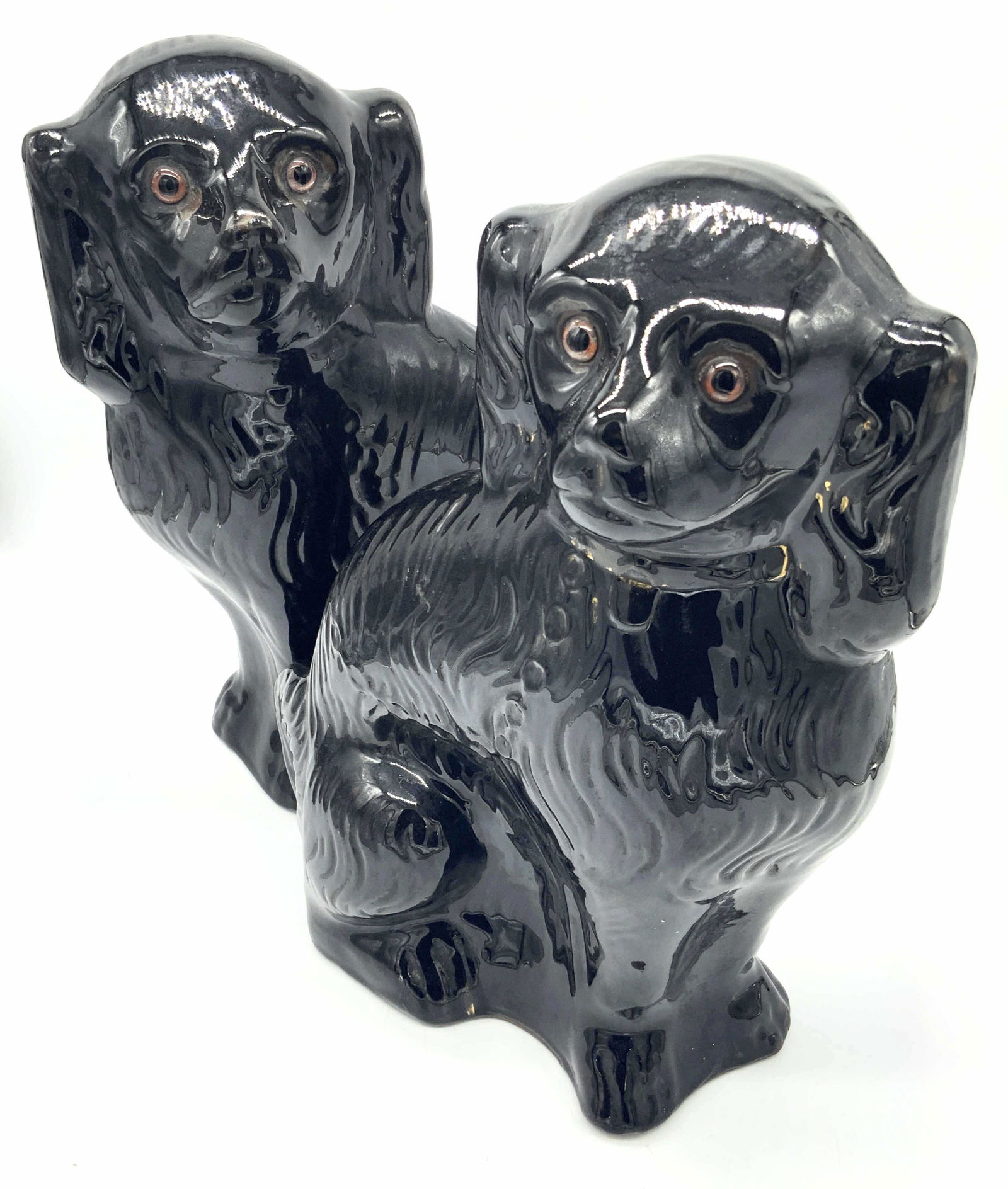 Pair Antique Terracotta Staffordshire Spaniels (1 of 14)