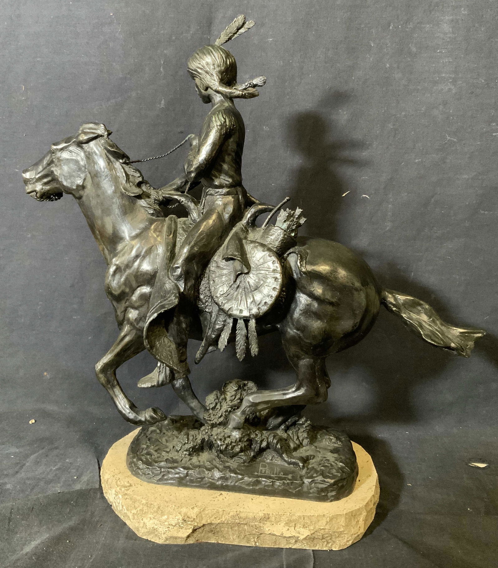 Perillo Signed Bronze Native American Sculpture (1 of 11)