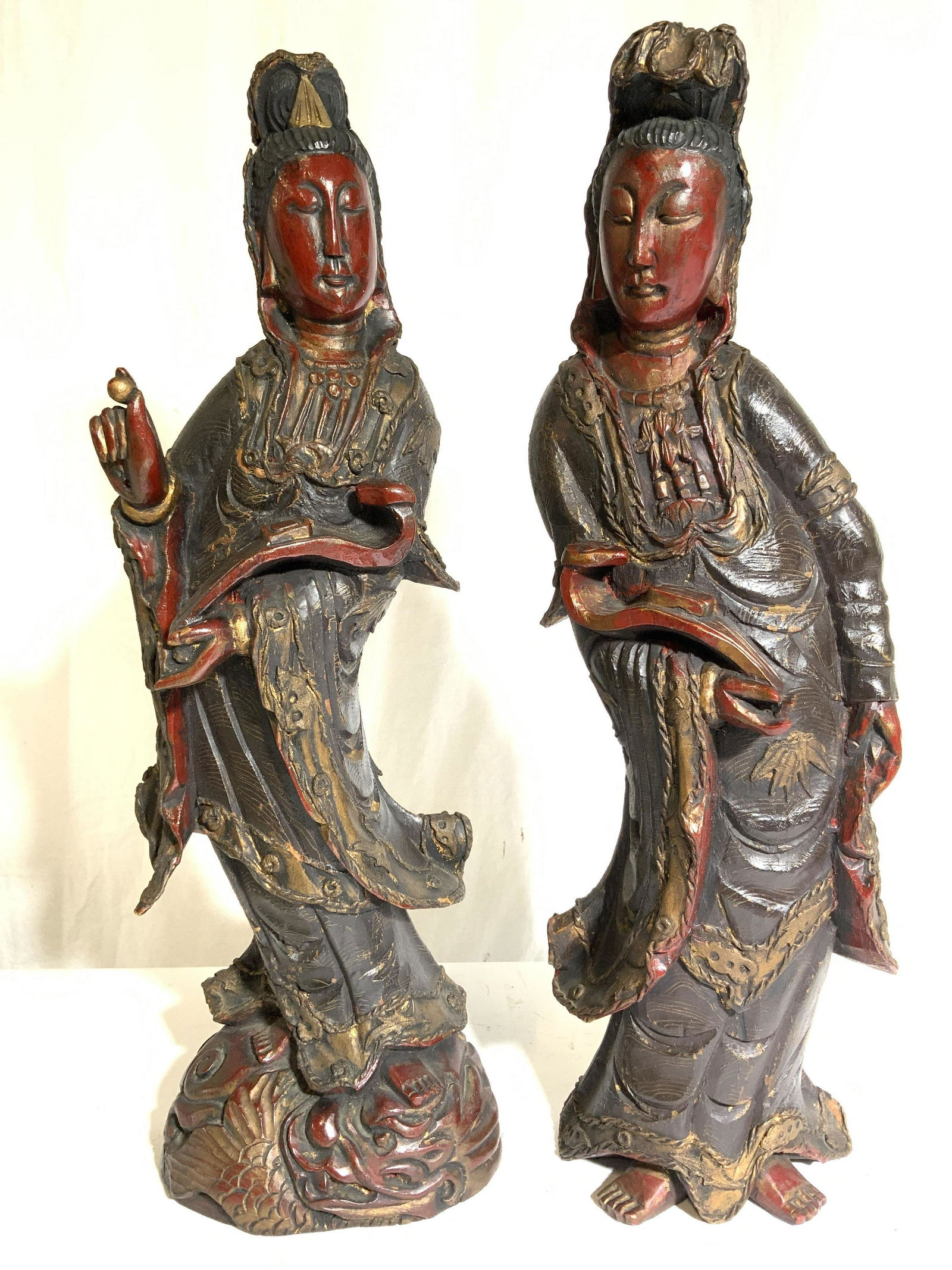 Lot 2 Hand Carved Asian Wooden Figures (1 of 12)