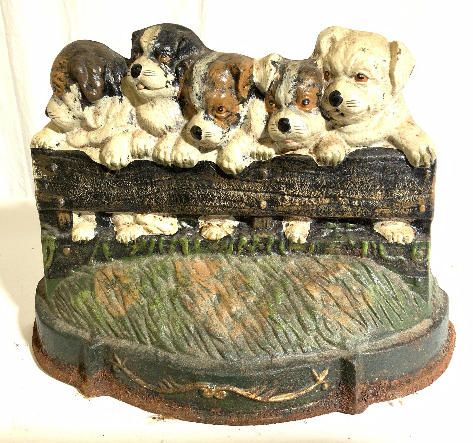 Antique Iron Door Stopper W Dog Figures (1 of 10)