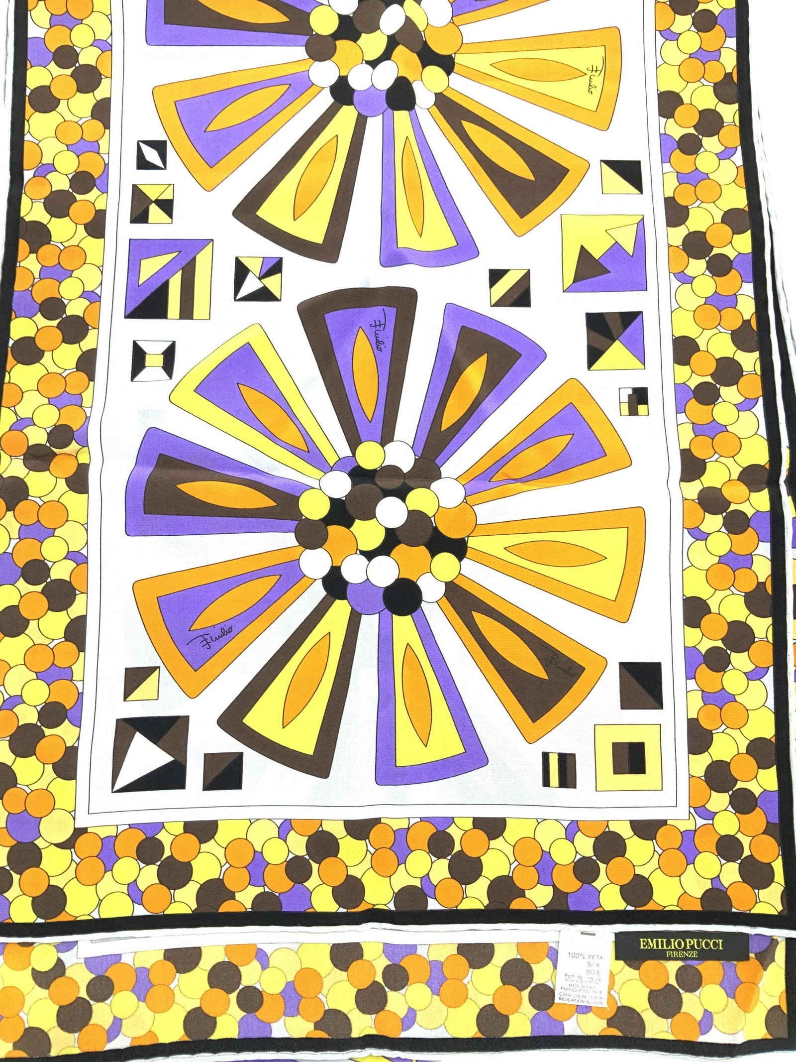 E. PUCCI Abstract Pop Silk Scarf, Signed (1 of 11)