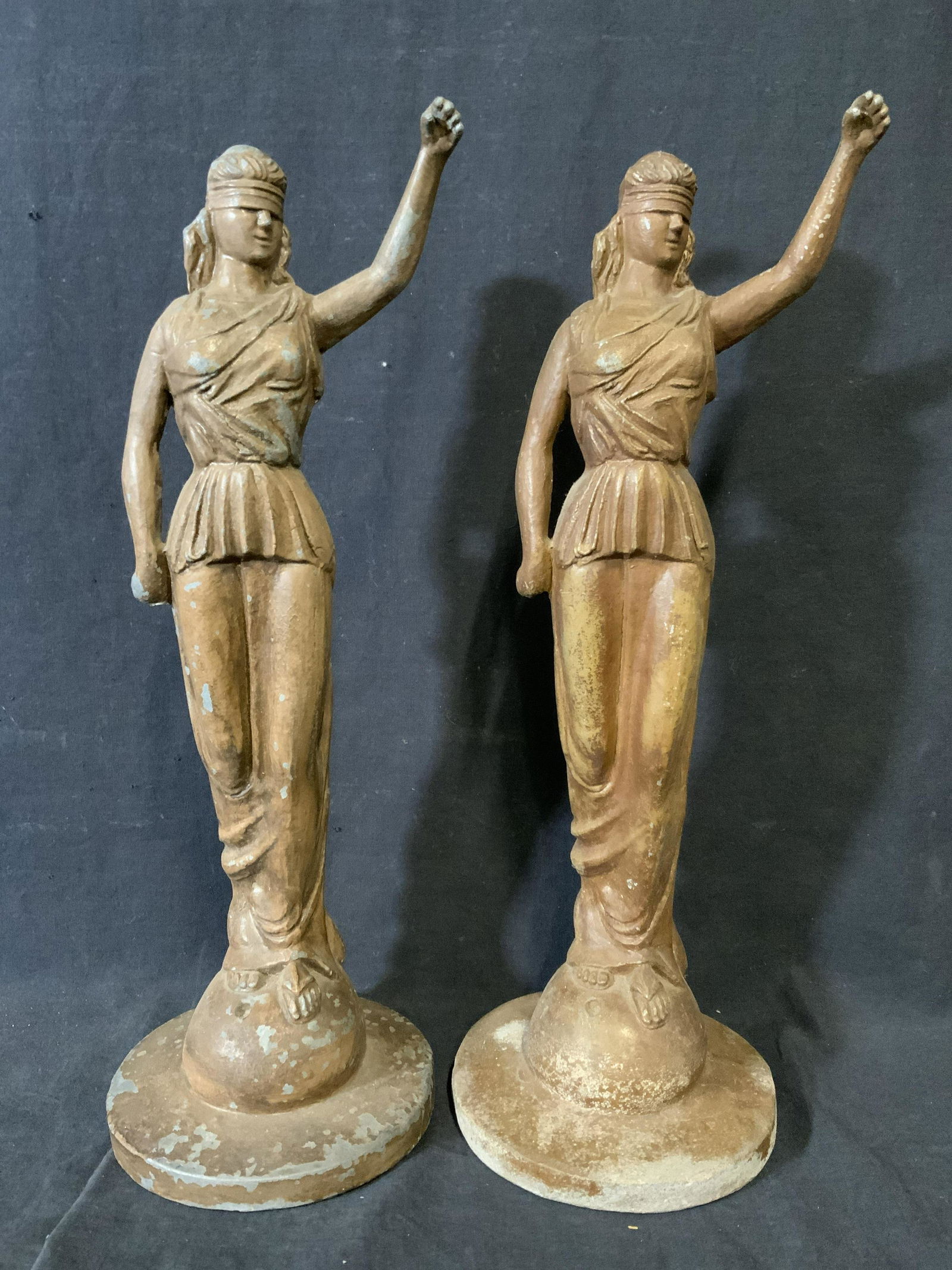 Pair Vintage Metal Lady Justice Statues (1 of 15)