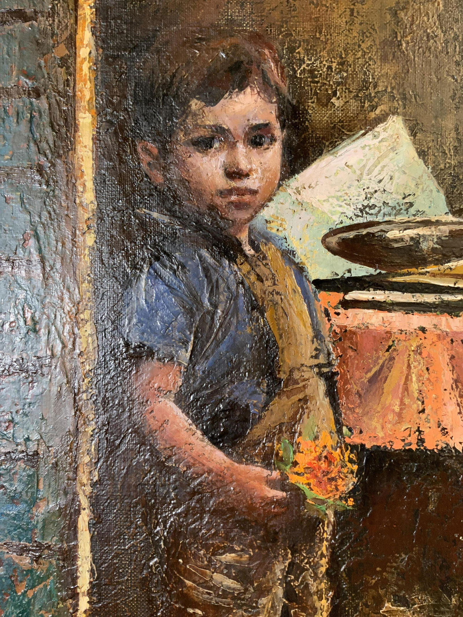 SANDU LIBERMAN Signed Oil Painting, Young Boy (1 of 10)