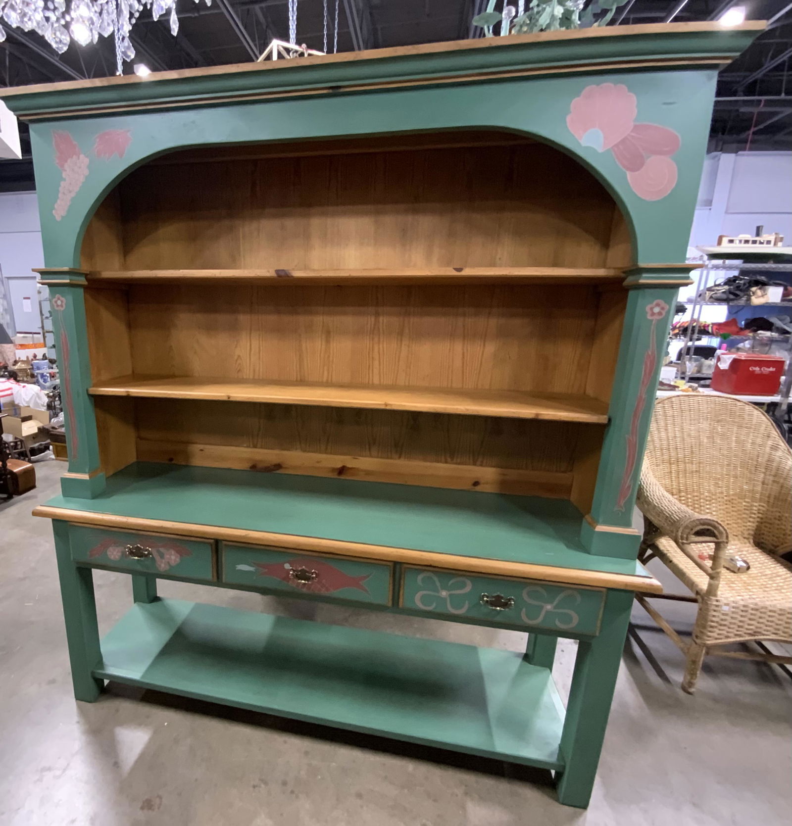 Antique Folk Art Hand Painted Hutch (1 of 18)