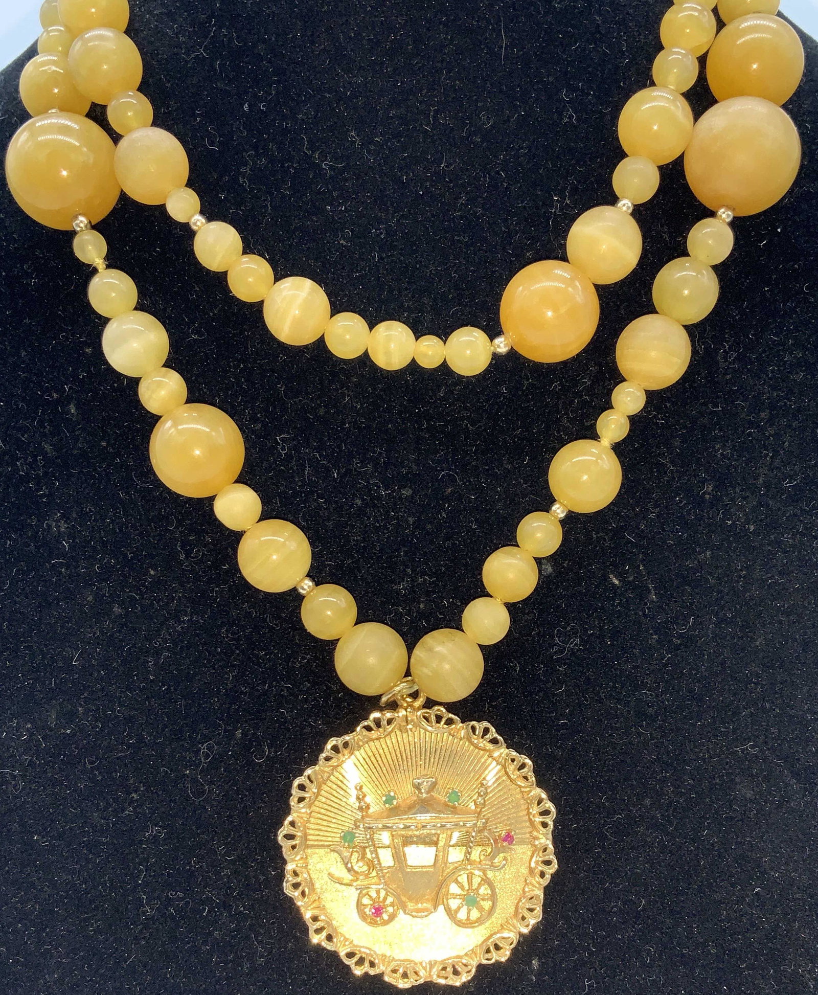 14K Stage Coach Pendant Natural Stone Necklace (1 of 13)