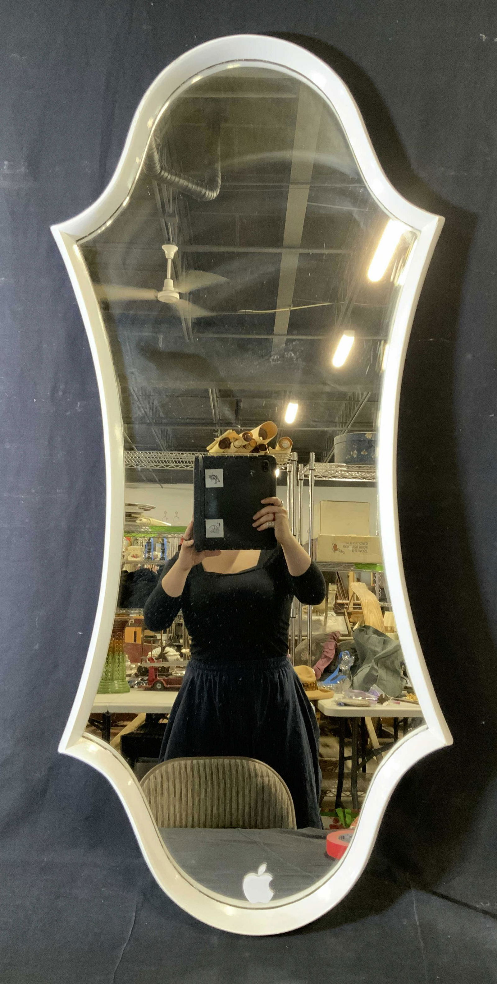 White Wood Framed Modern Mirror (1 of 9)