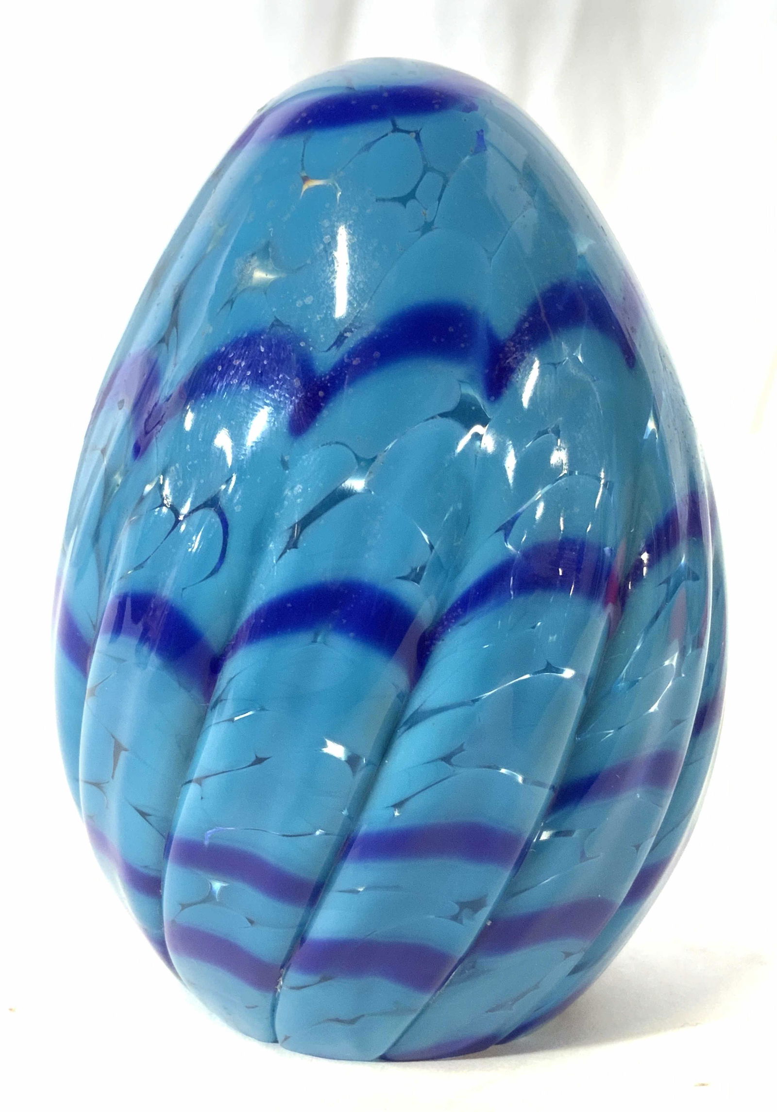 Signed Studio Art Glass Egg Paperweight (1 of 10)