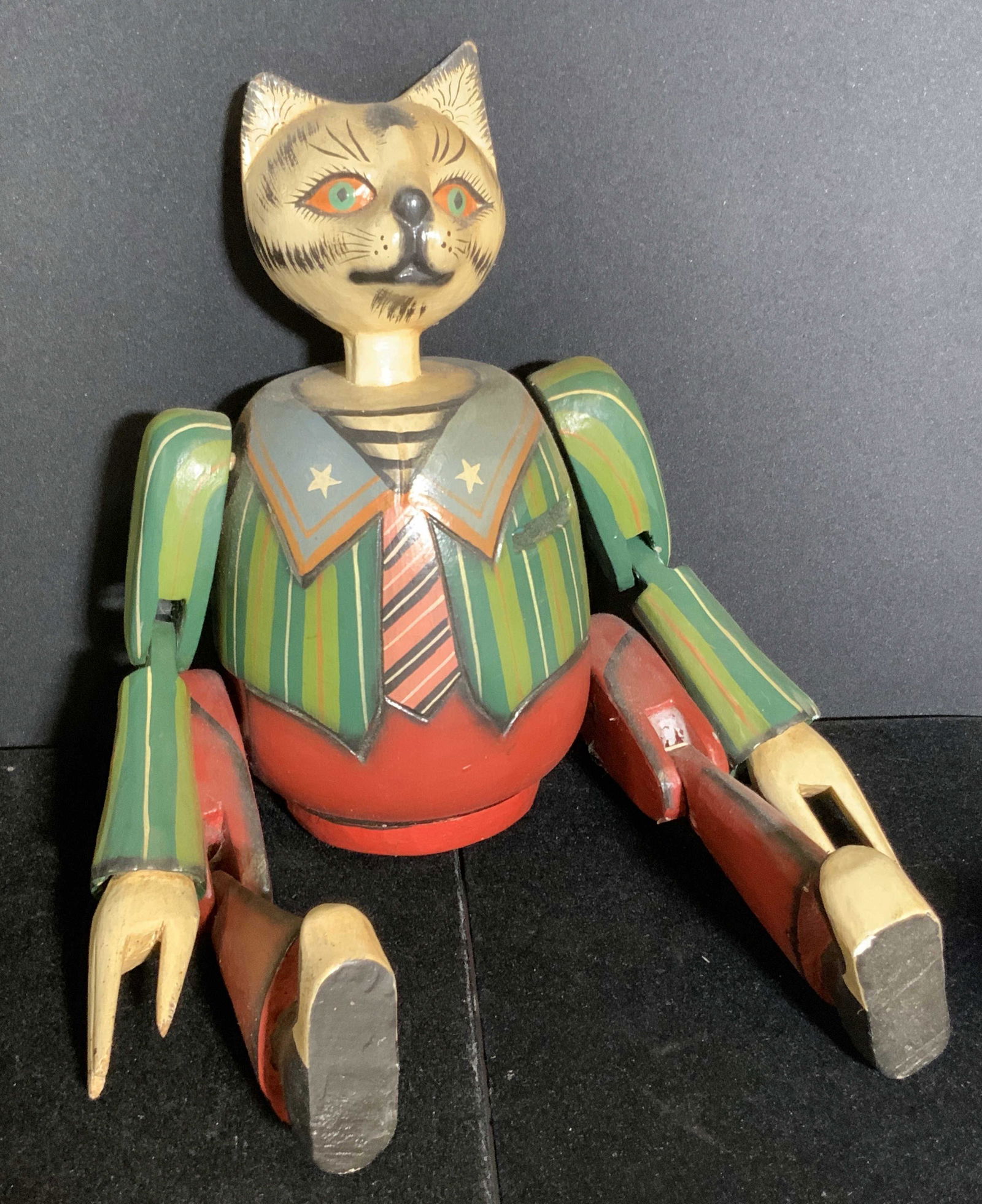 Antique Collectible Folk Art Articulated Cat Toy (1 of 16)