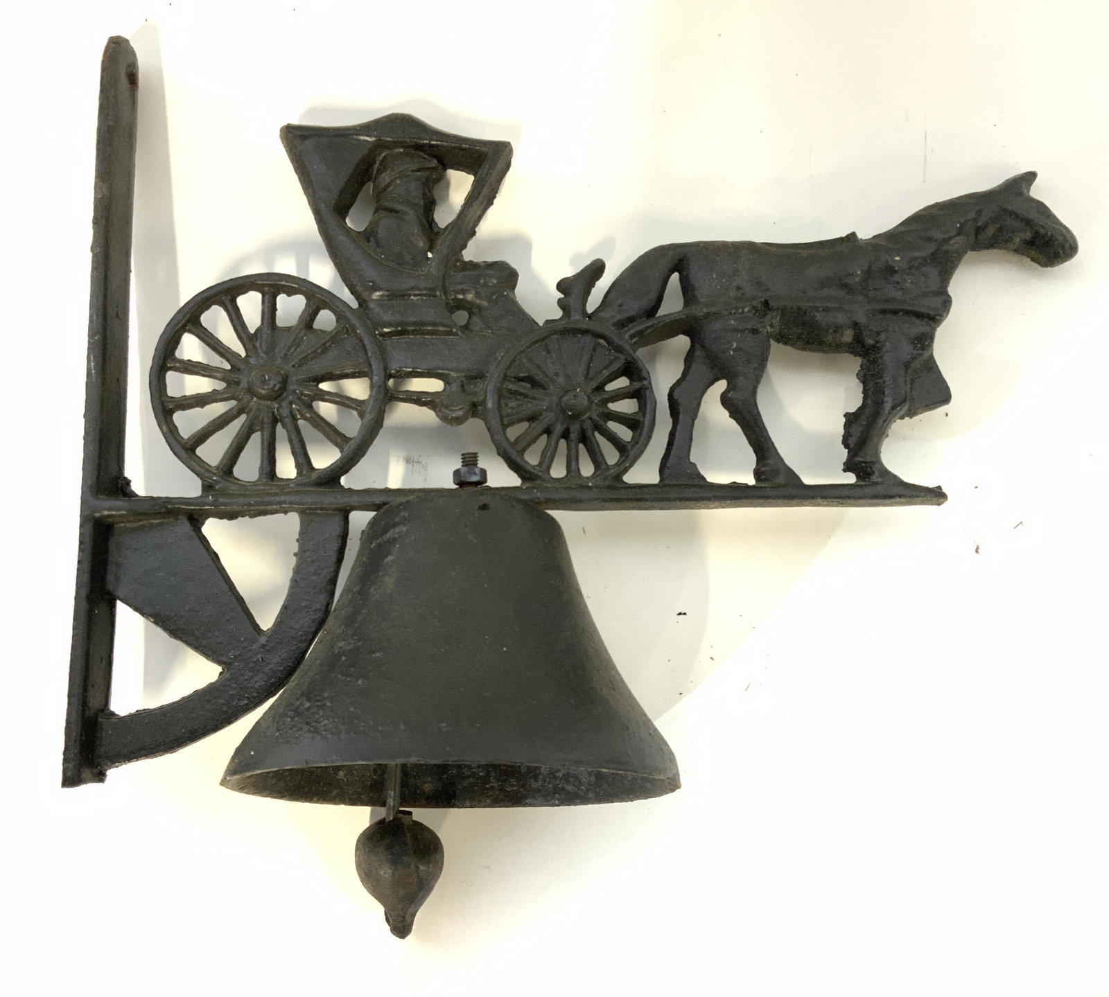 Antique Iron Wall Mount Horse Themed Bell (1 of 10)