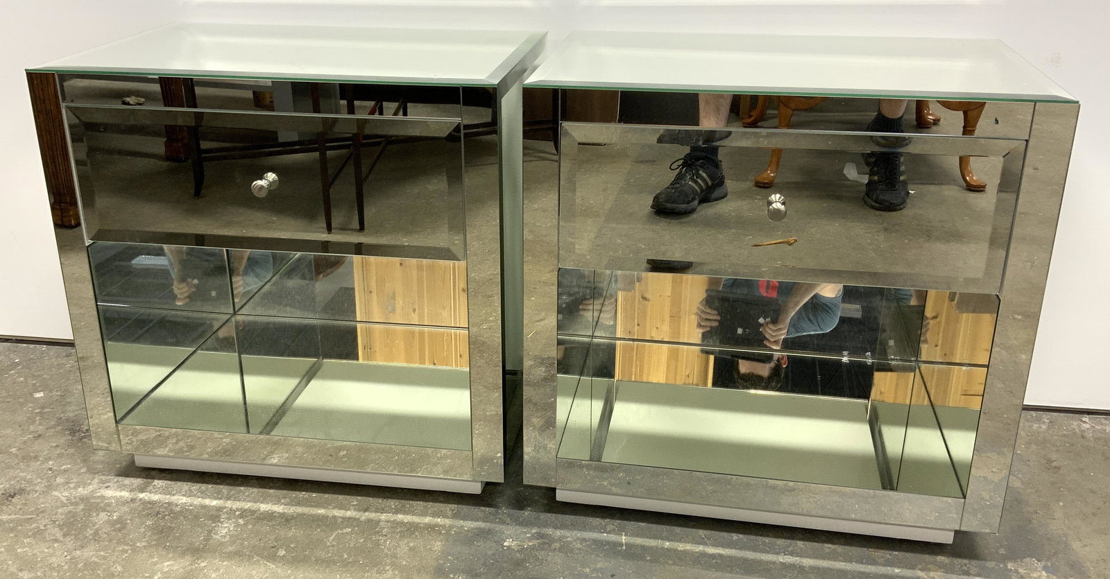 Pair Farrah Mirrored Nightstands (1 of 11)