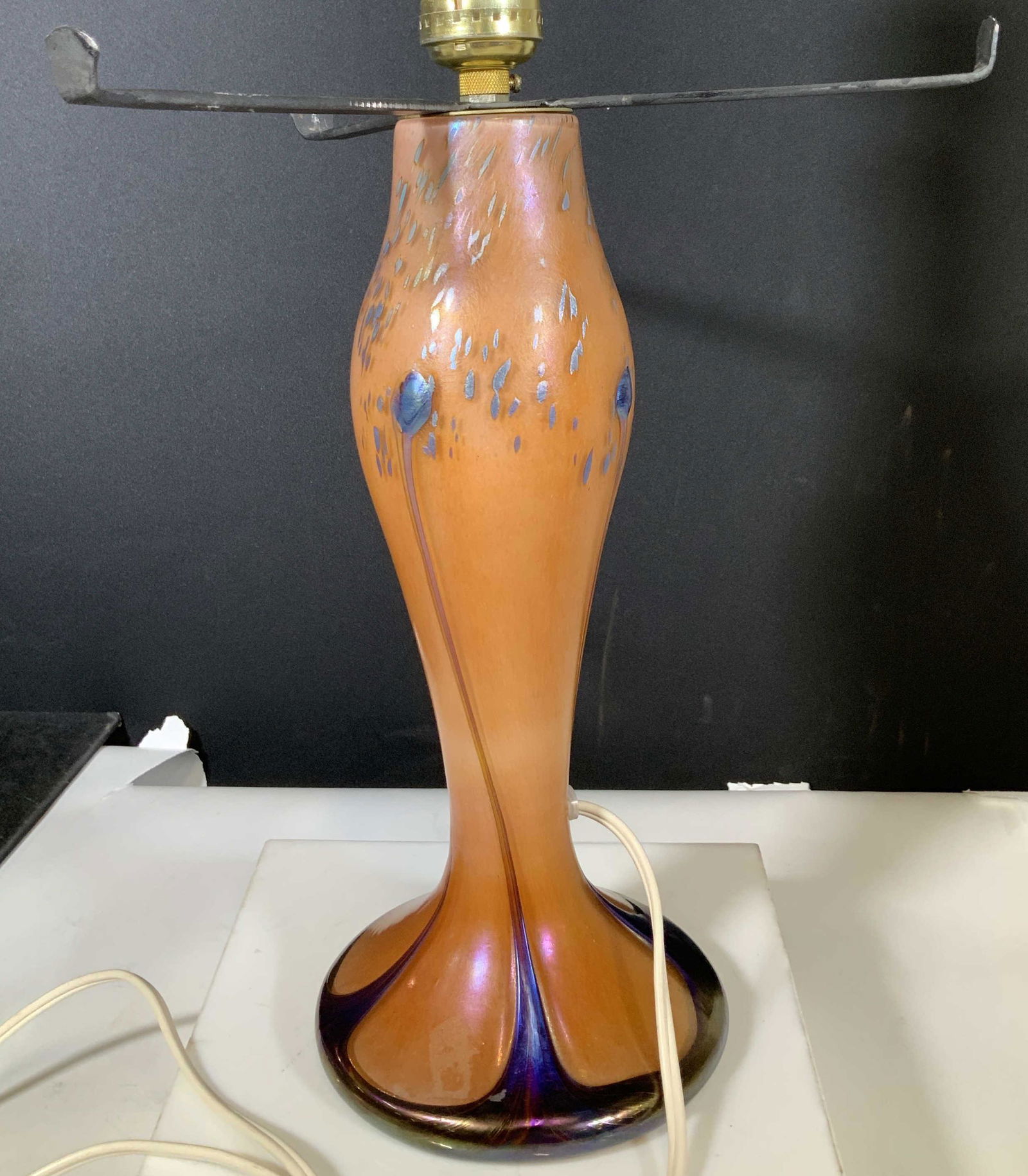 Galle Style Signed Art Glass Table Lamp (1 of 9)