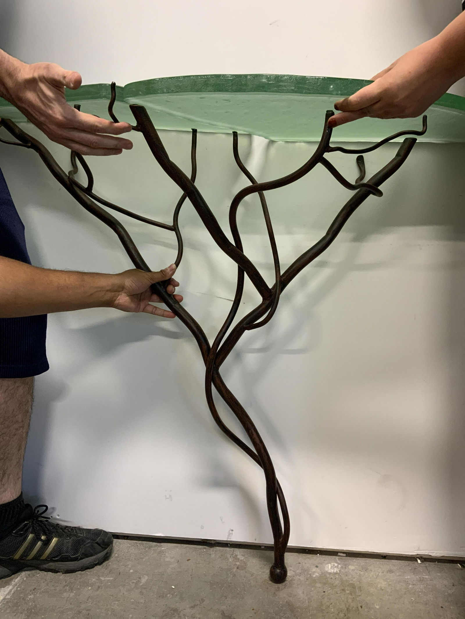 Glass Topped Wall Mounted Console Table (1 of 16)