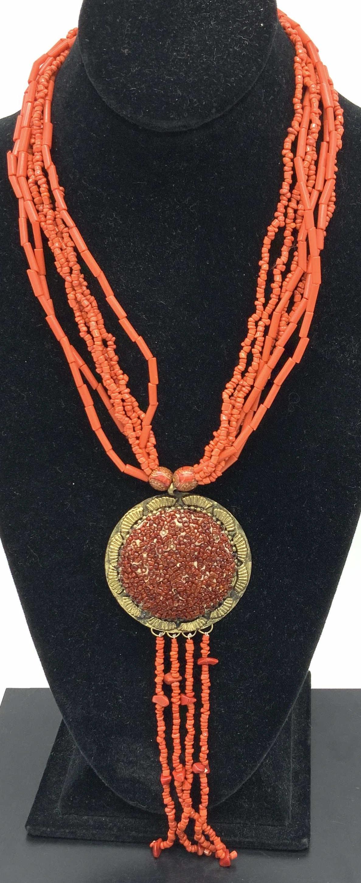 Bohemian Statement Coral Bead Style Necklace (1 of 7)