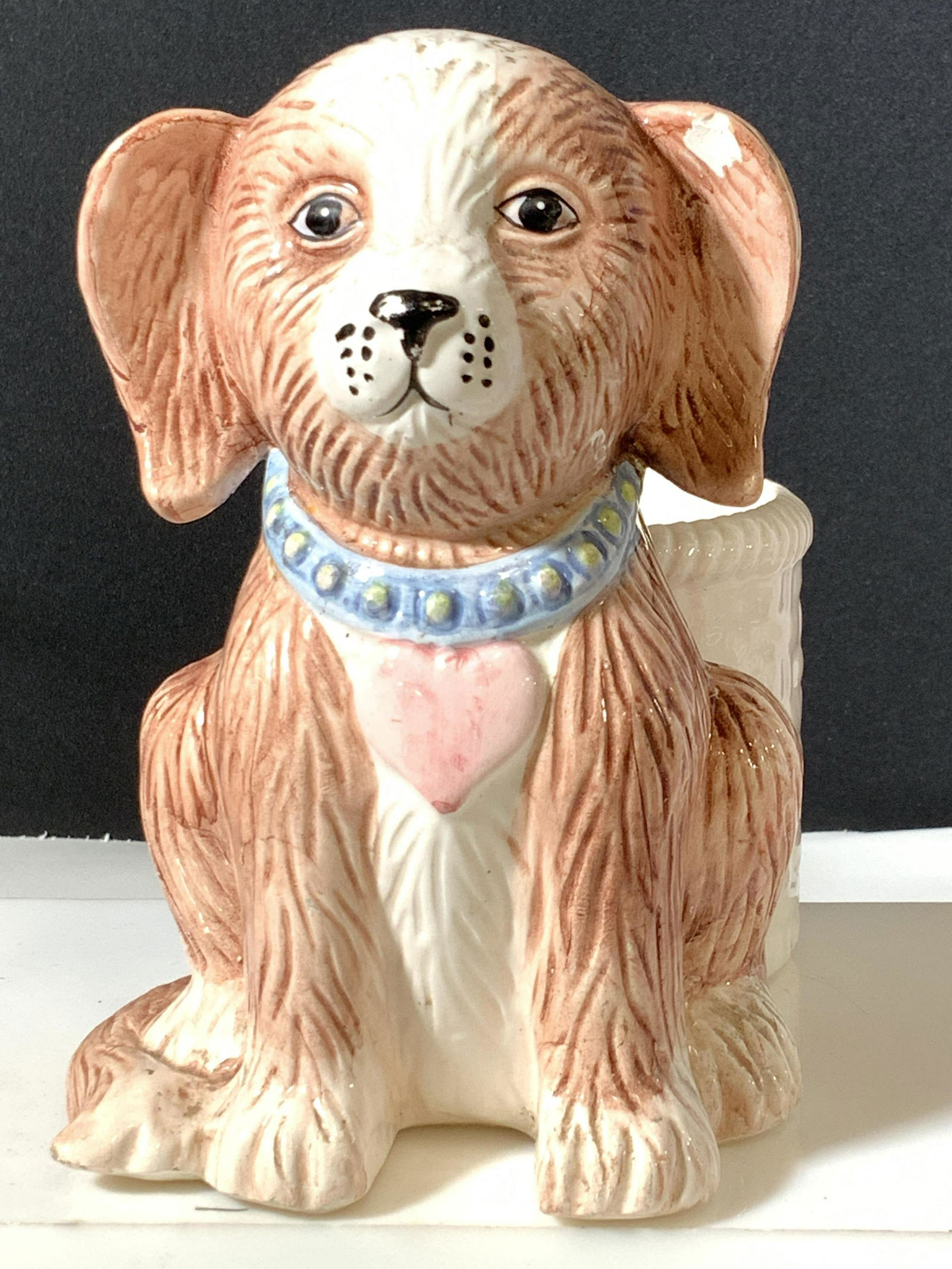 Ceramic Cachepot with Puppy Dog Figural (1 of 7)