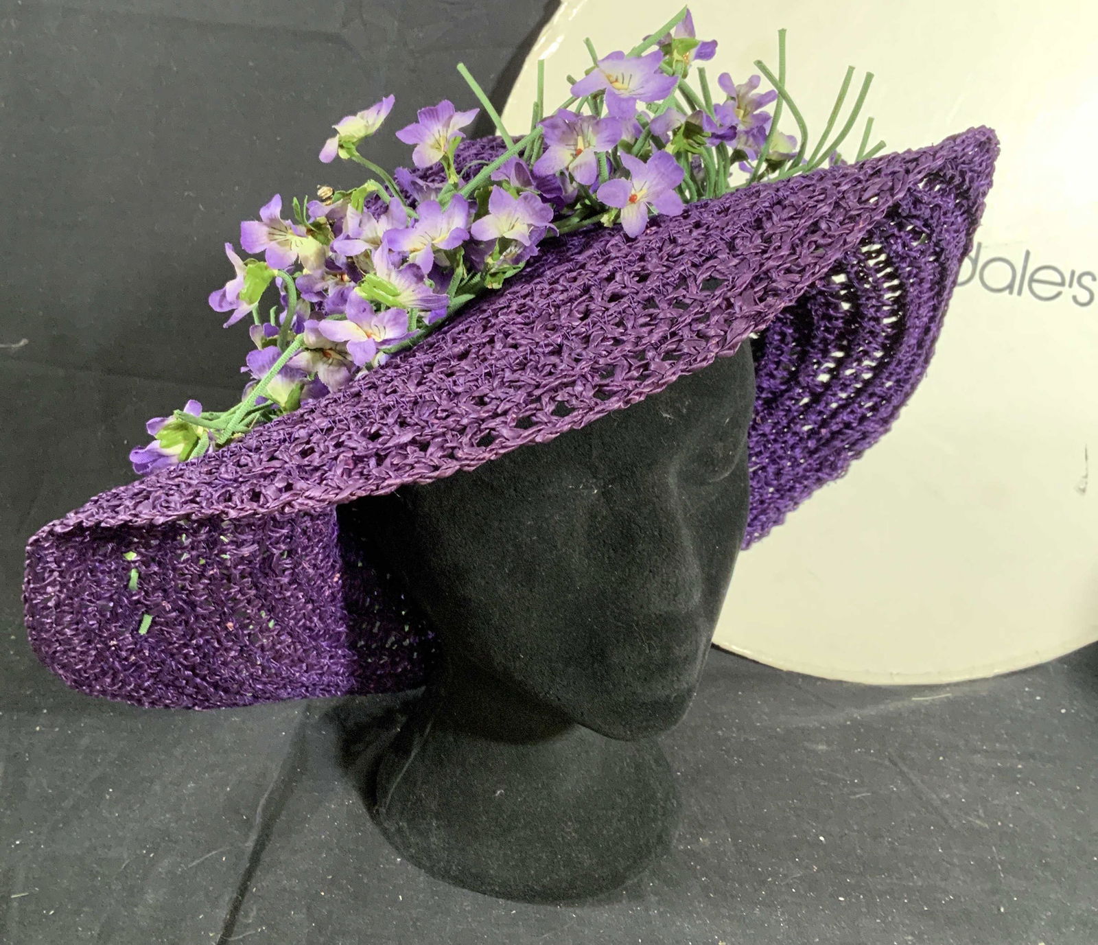 Vintage Bloomingdales Straw Hat w Flowers (1 of 10)