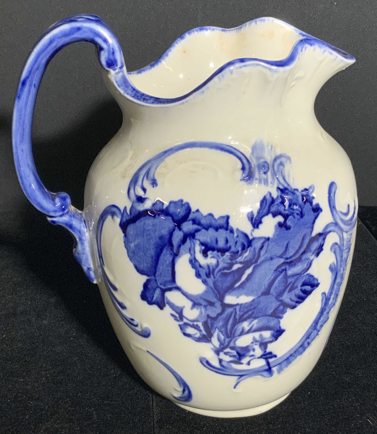Vntg Blue & White Staffordshire Ironstone Pitcher (1 of 10)