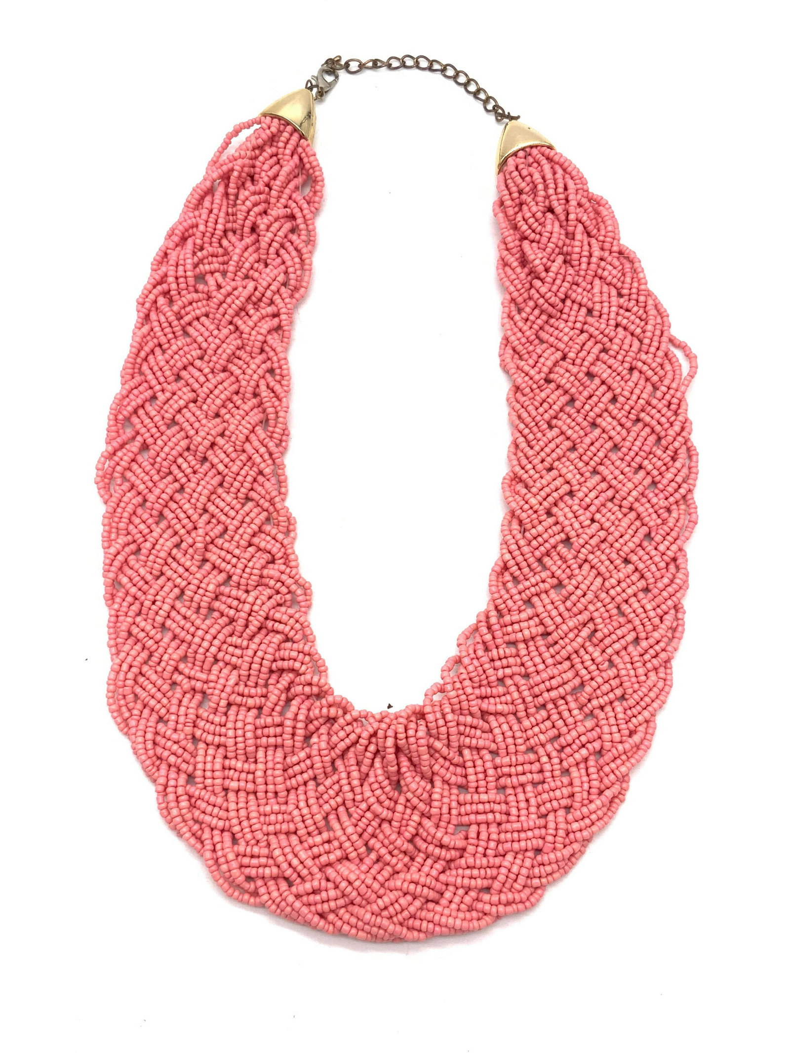 Chunky Vibrant Pink Beaded Bib Statement Necklace (1 of 7)