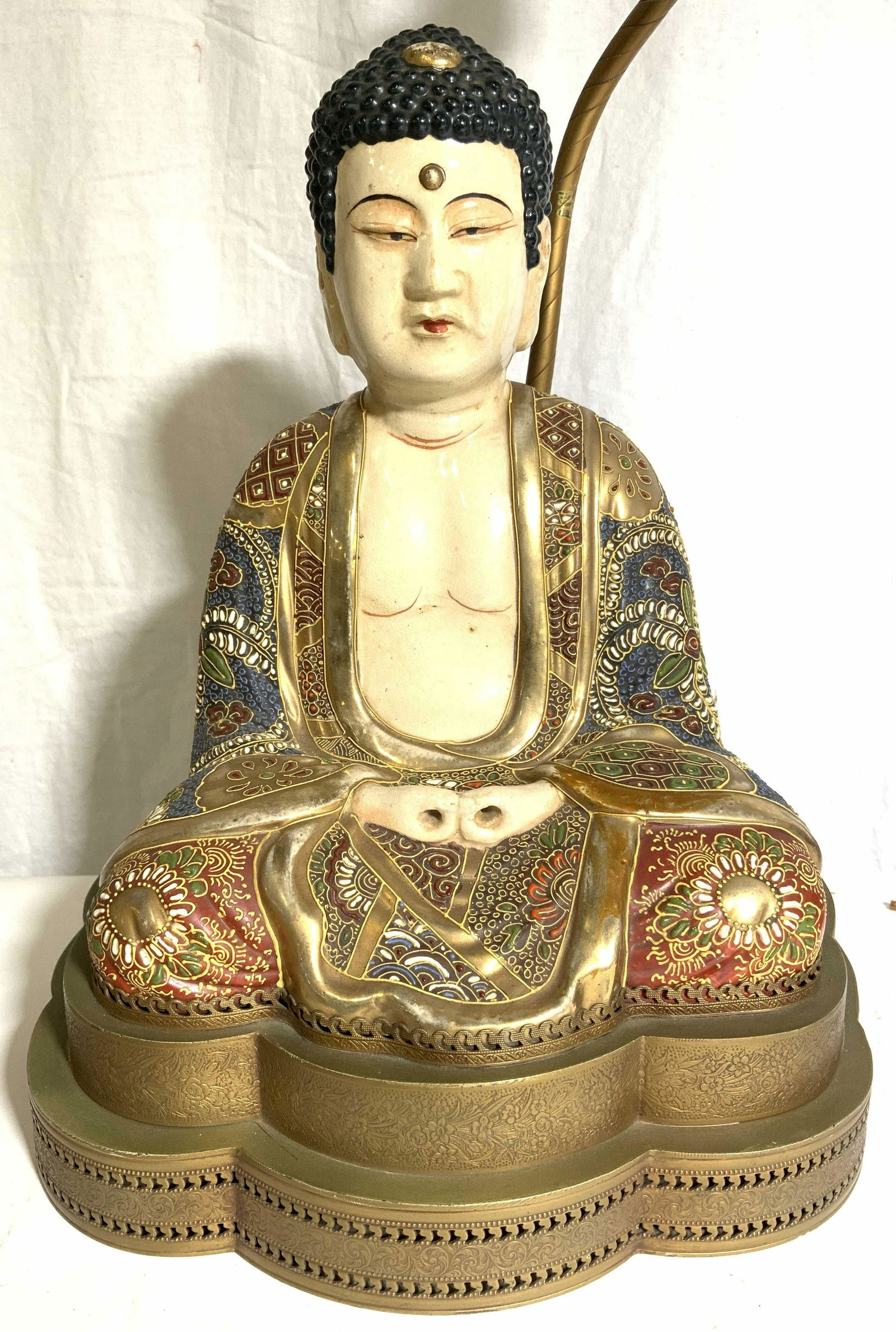 Pair Vintage Asian Porcelain Buddha Lamps (1 of 10)