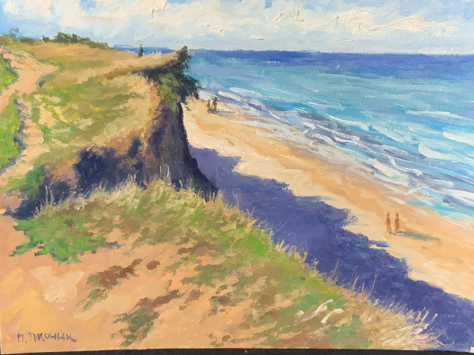 Signed Acrylic on Canvas Board Beach Scene (1 of 8)