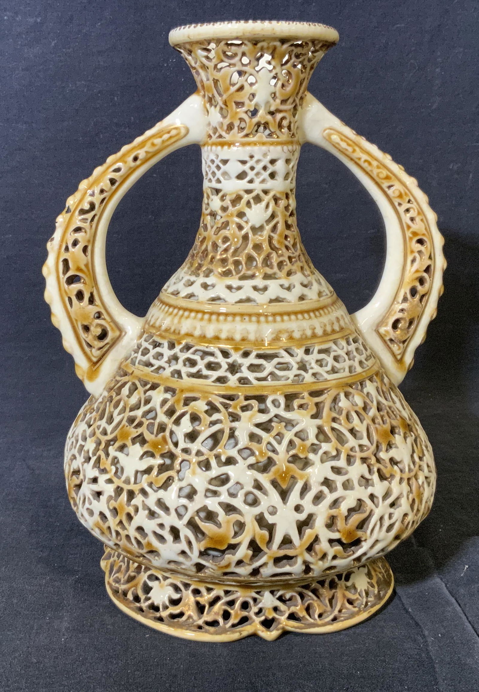 Hungarian Porcelain Double Handled Vase (1 of 7)