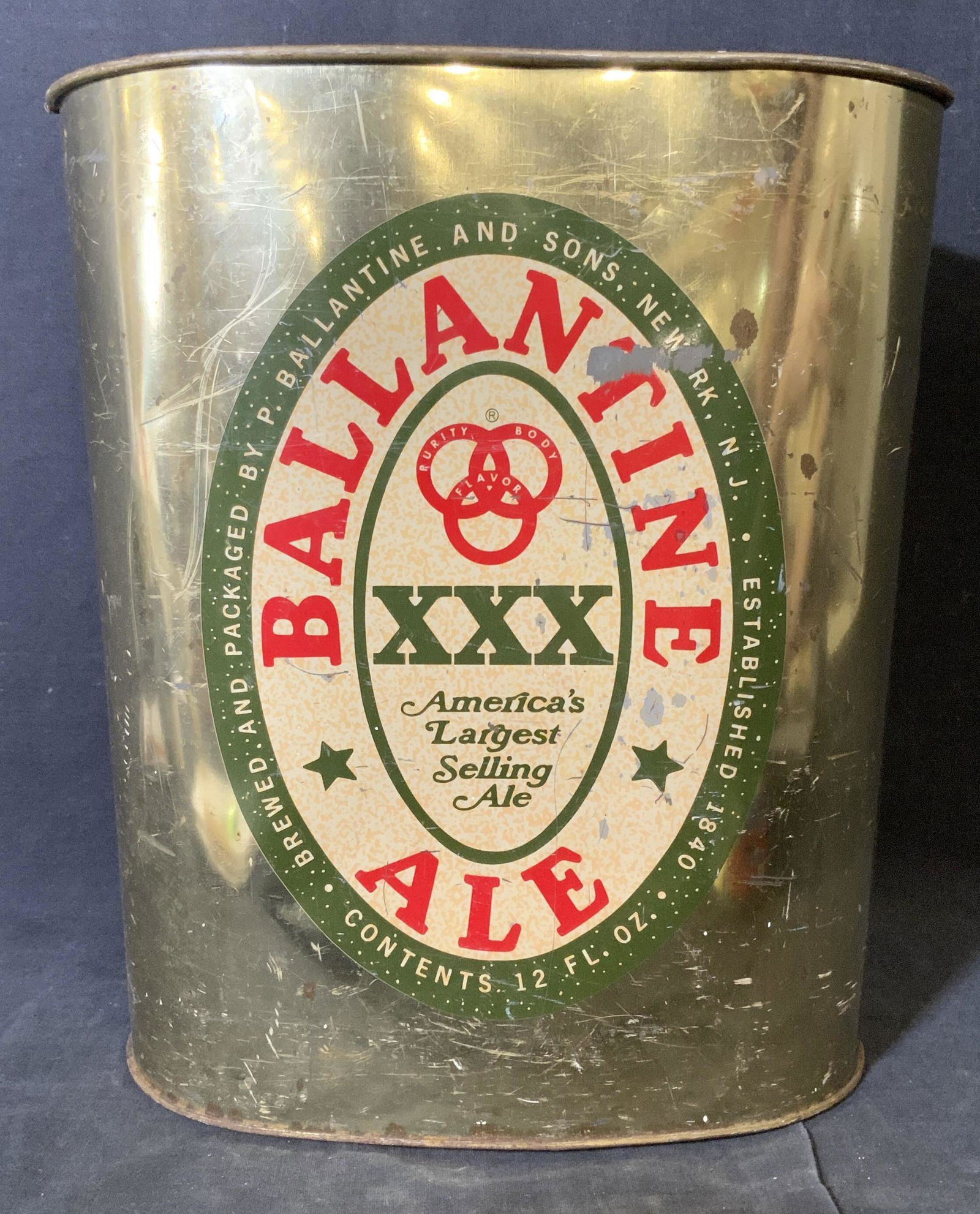 Vintage Ballantine Ale Metal Trash Can (1 of 9)