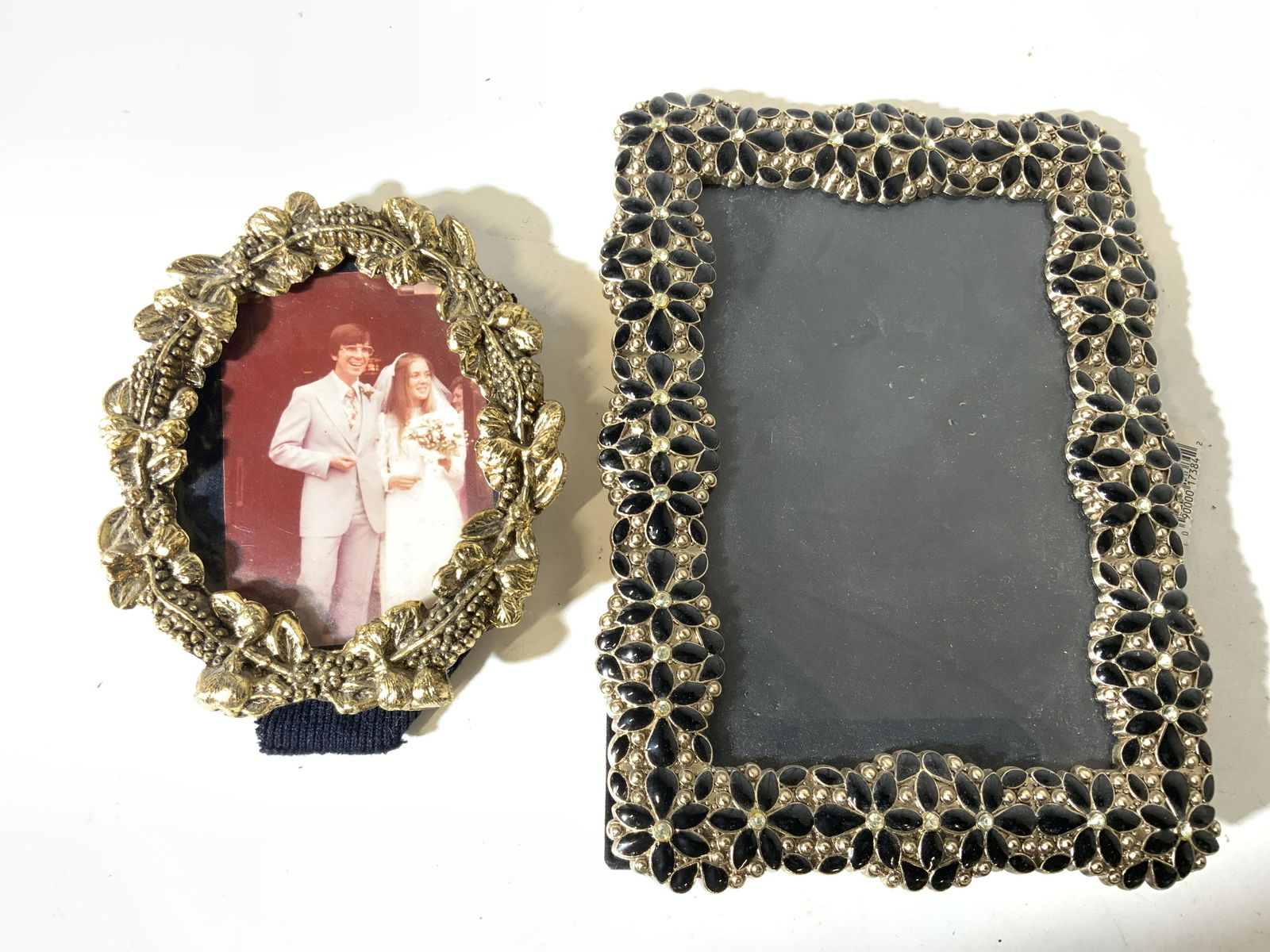 Lot 2 Brass Metal & Enameled Picture Frames (1 of 8)