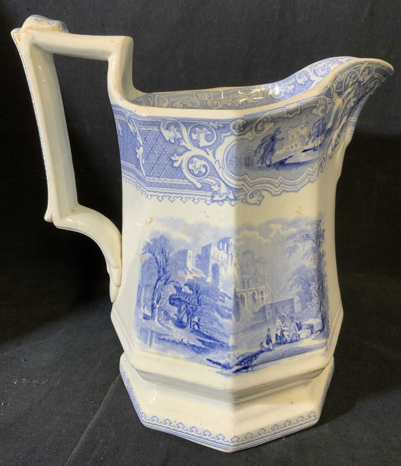 Vintage PRIORY Blue & White Transferware Pitcher (1 of 7)