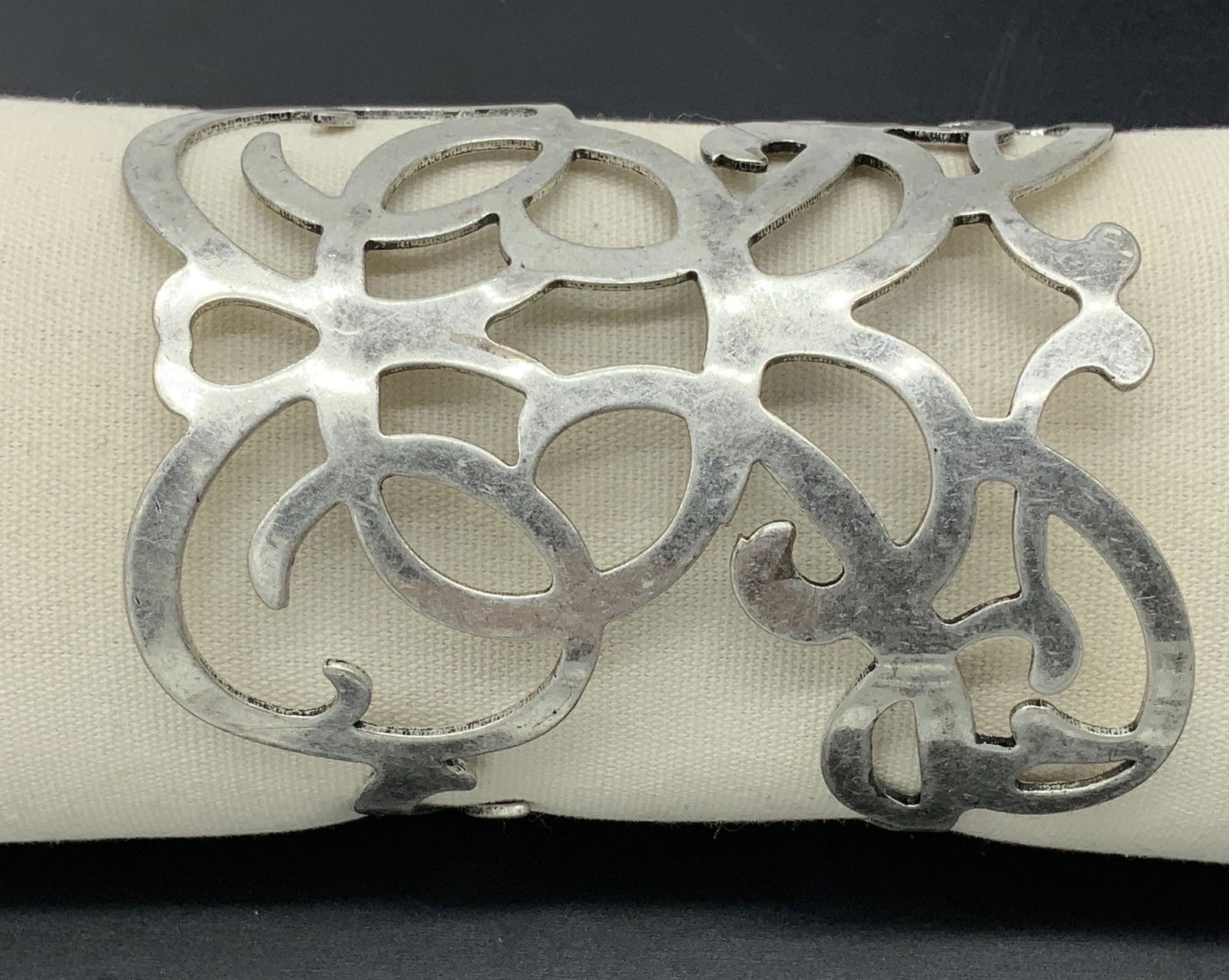 Dramatic Pierced Silver toned Cuff Bracelet (1 of 5)