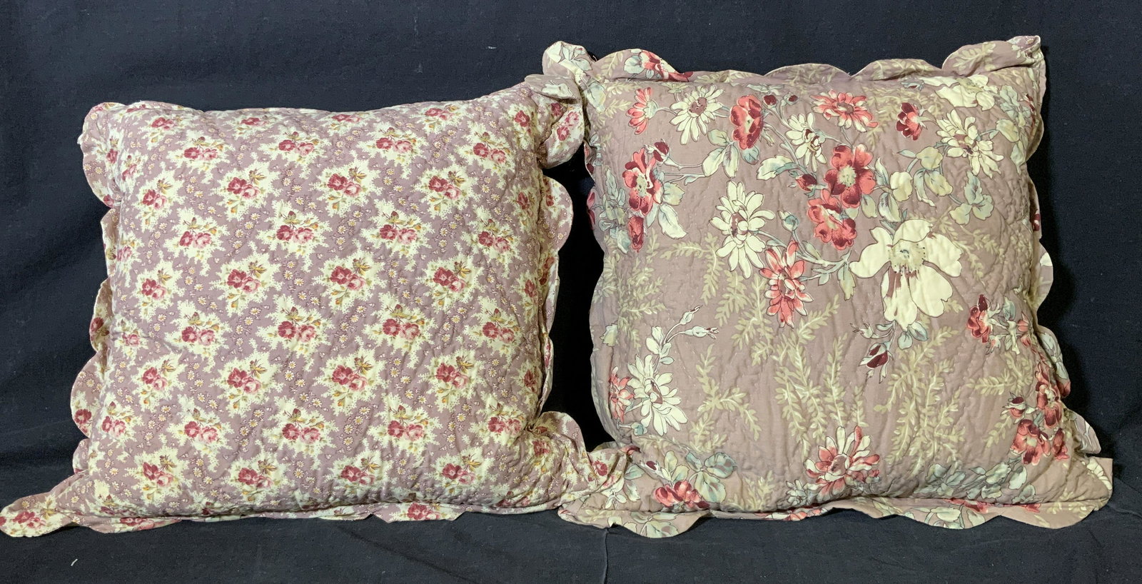 Pair Quilted Floral Pillows (1 of 5)