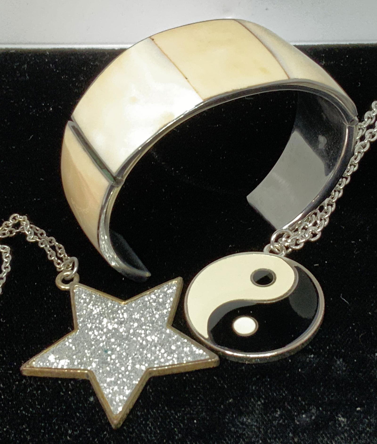 Fashion Jewelry, Star, Yin Yang, Shell Bangle, 3 (1 of 7)